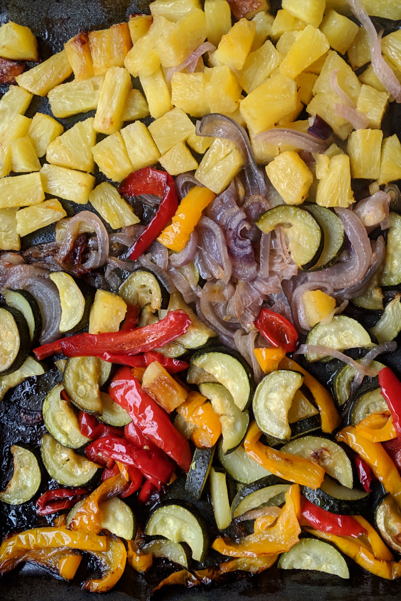 hawaiian sheet pan dinner recipes healthy homemade baked tofu and veggies pineapple roasted in oven tropical savory dinners