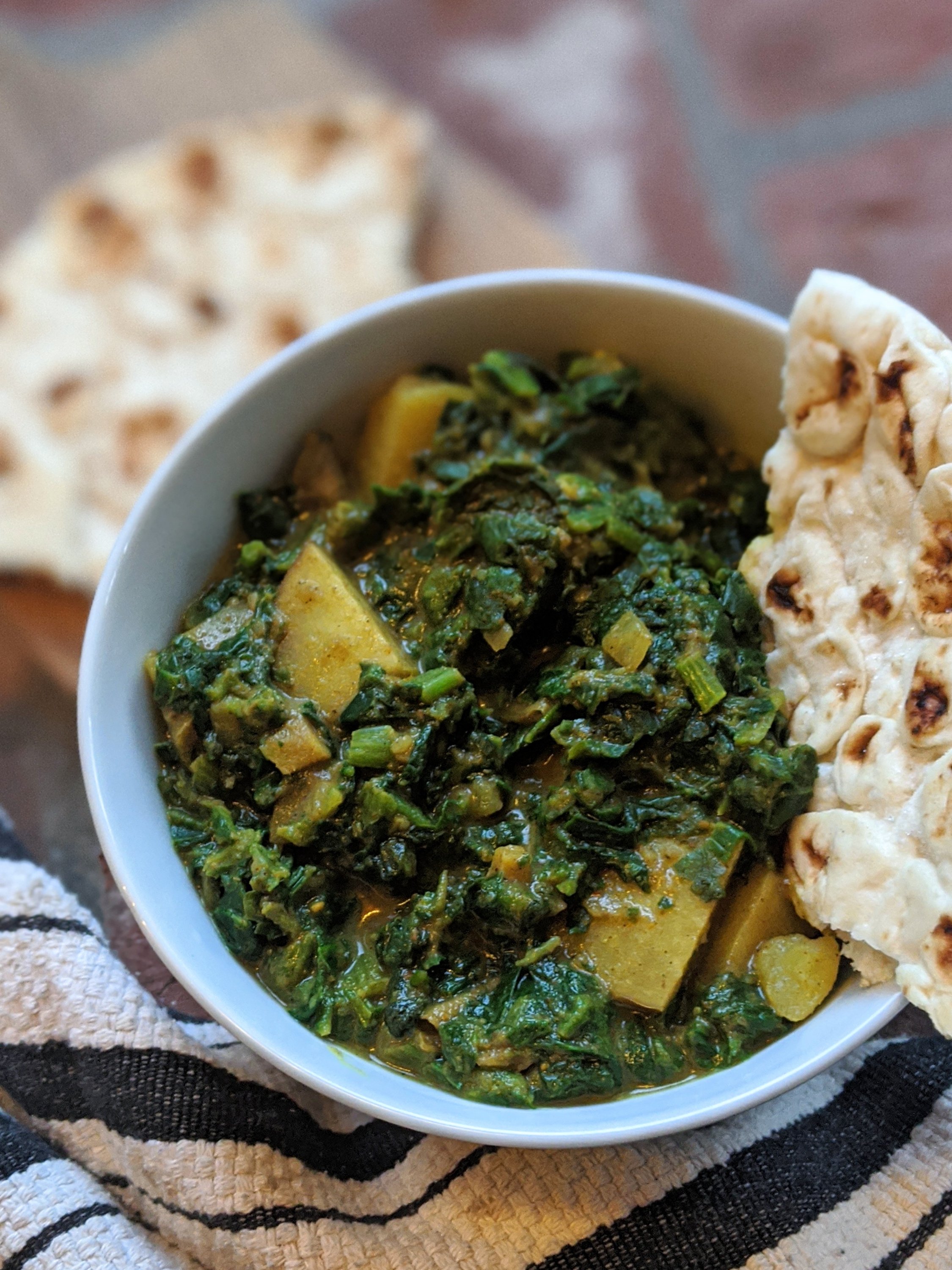slow cook spinach potatoes saag aloo instant pot vegan gluten free indian recipes healthy weeknight meals