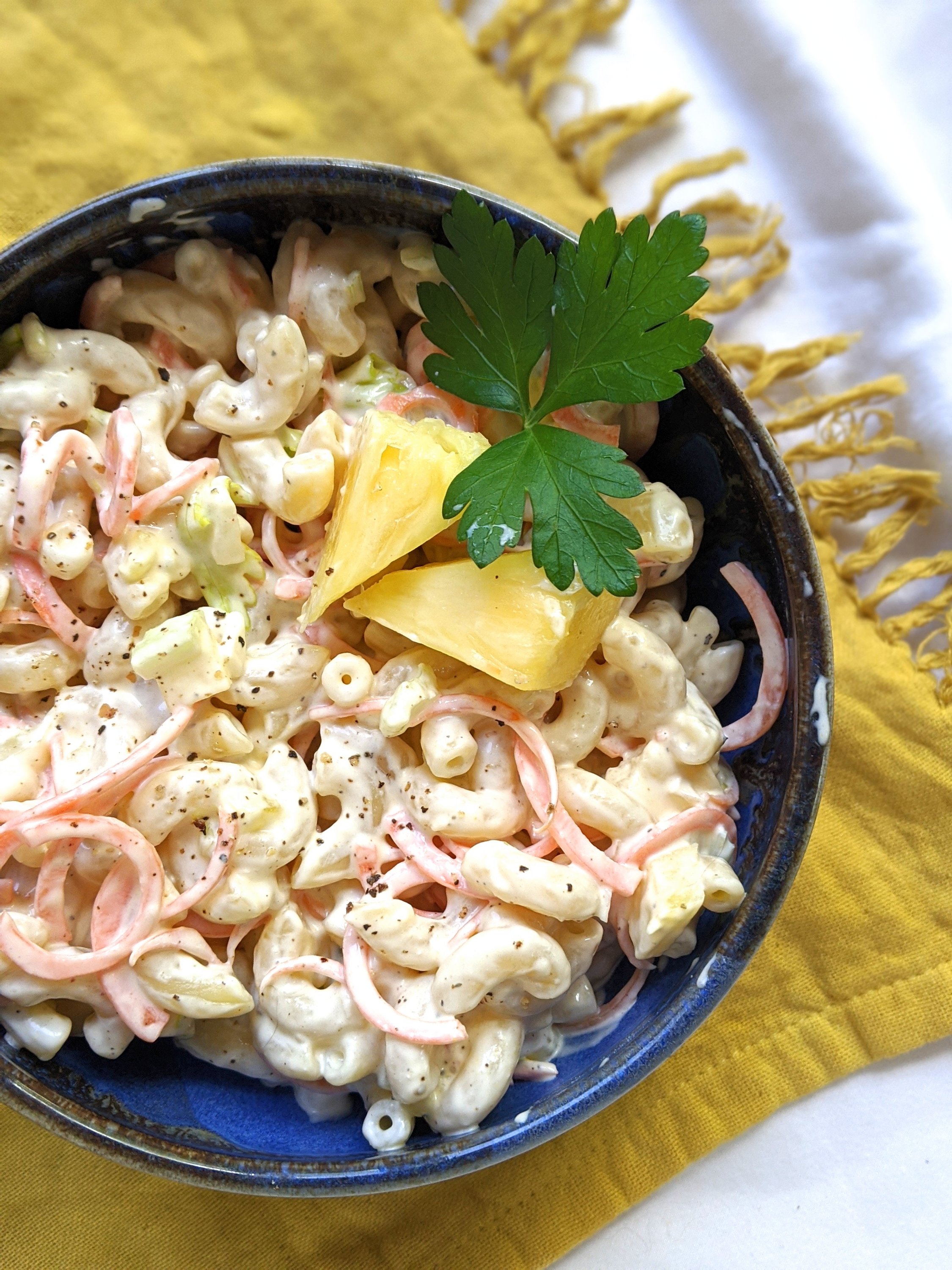 vegan hawaiian macaroni salad yogurt creamy