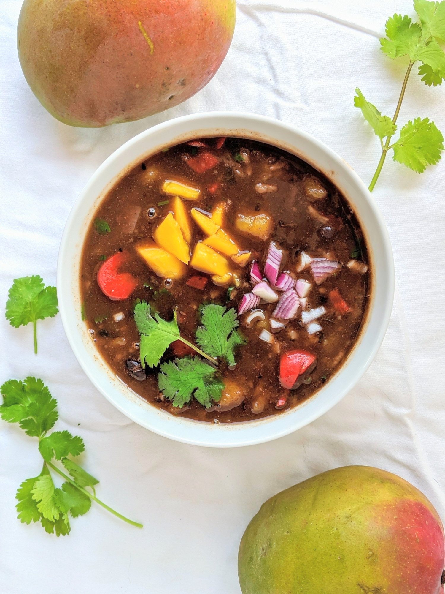 chili with mango, black beans, cilantro, red onion, and low sodium vegetable stock high protein mango recipes