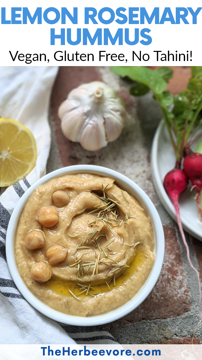 vegan garlic rosemary hummous recipe healthy homemade blender hummus vegan recipe no tahini gluten free high protein vegan snacks for veganuary new vegans