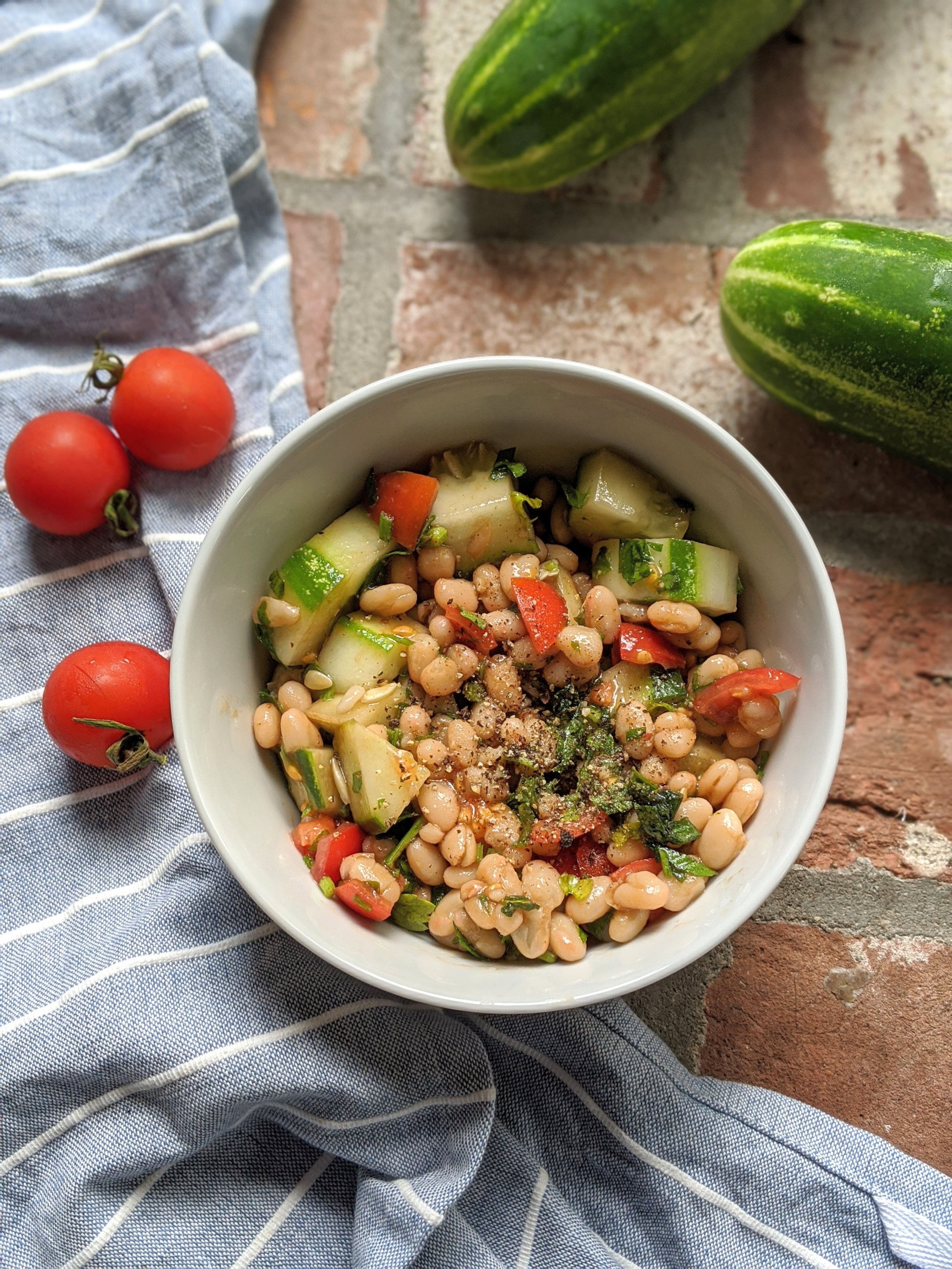 mediterranean white bean salad recipe vegan gluten free vegetarian plant based summer salads no cook recipes for summer