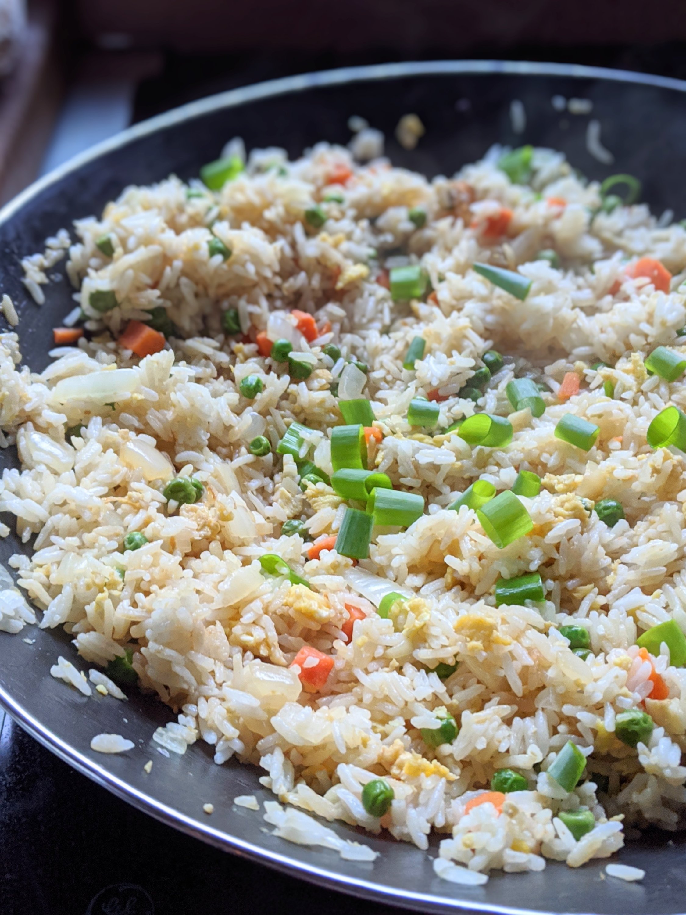 15 minutue fried rice using leftover rice vegan vegetarian healthy gluten free meatless no meat high protein jasmine rice or masmati white or brown leftover rice recipes