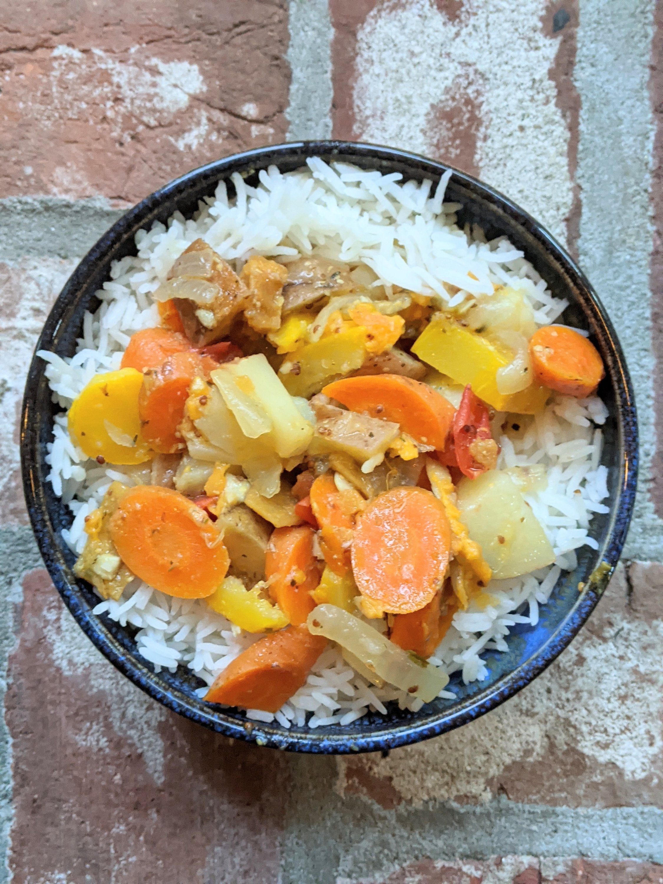 fancy side dishes instant pot vegan gluten free vegetarian healthy root vegetable stew with carrots potatoes sweet potatoes onion garlic and parsnips in lemon caper sauce