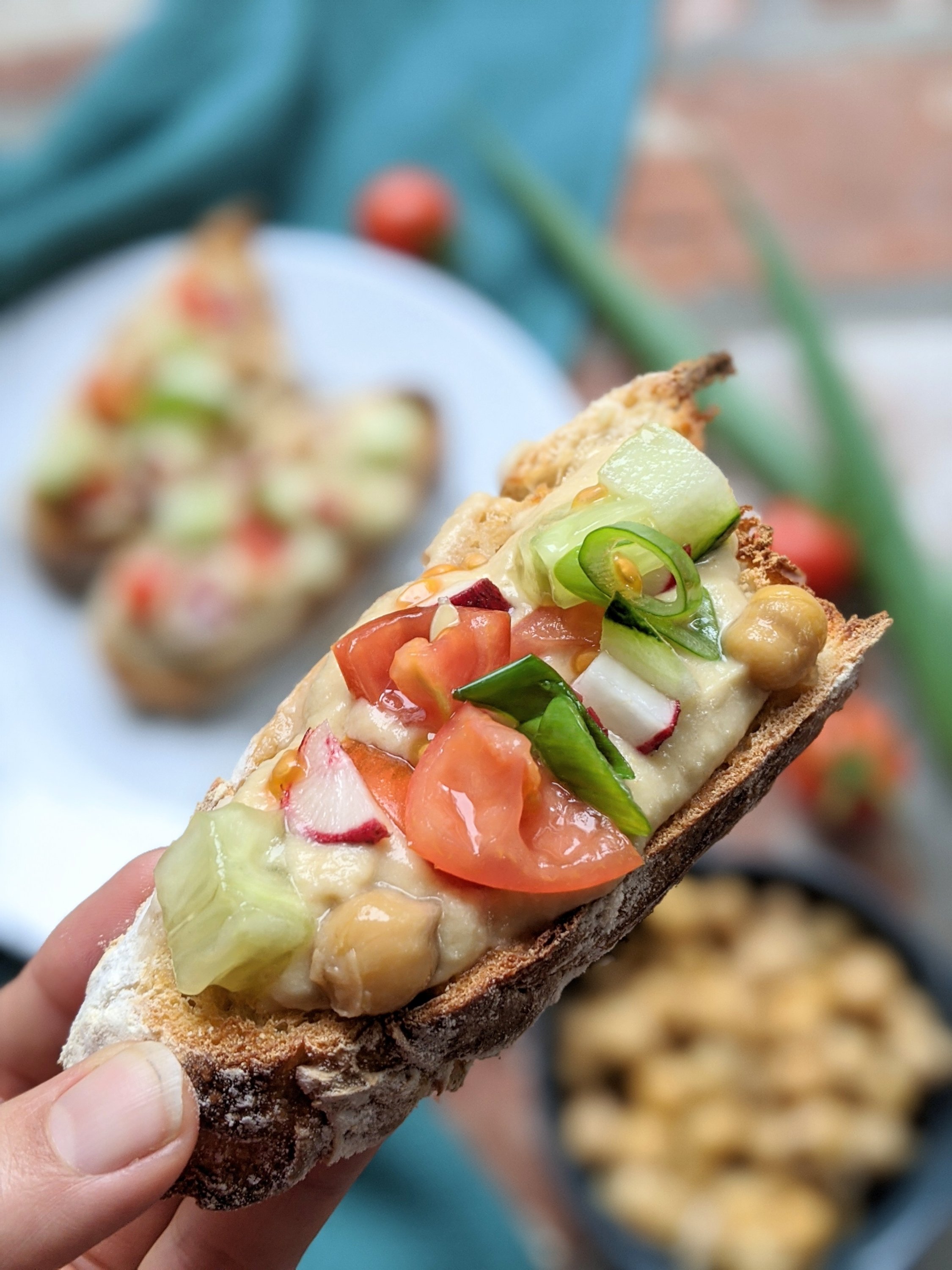 garden vegetable hummus toast recipe vegan gluten free vegetarian snack healthy veganuary ideas for snacks new vegans low calorie breakfast lunch or light dinner idieas