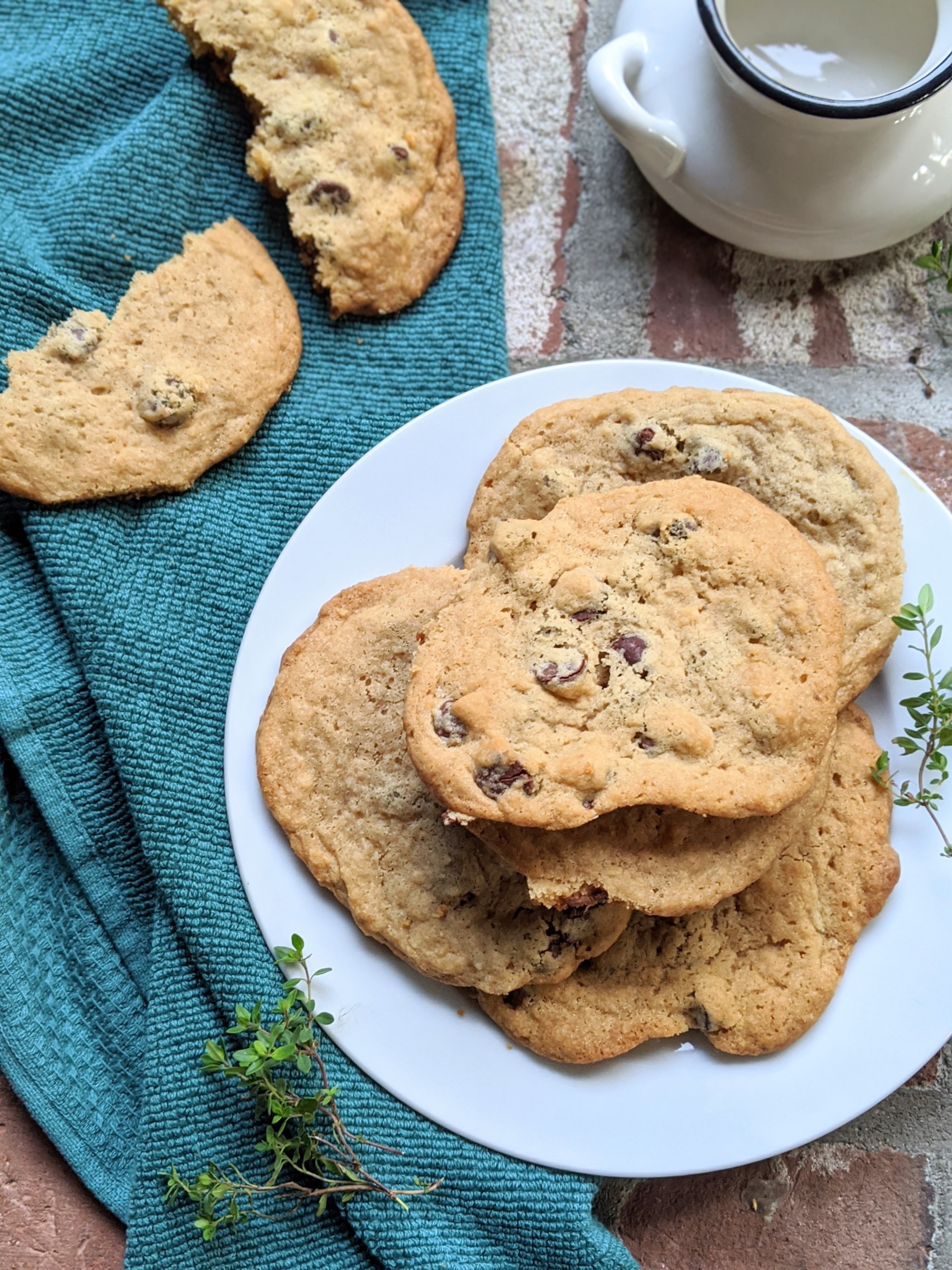 rustic farm house chocolate chip cookies vegan gluten free healthy homemade apple cider vinegar cookies at home vegan baking 