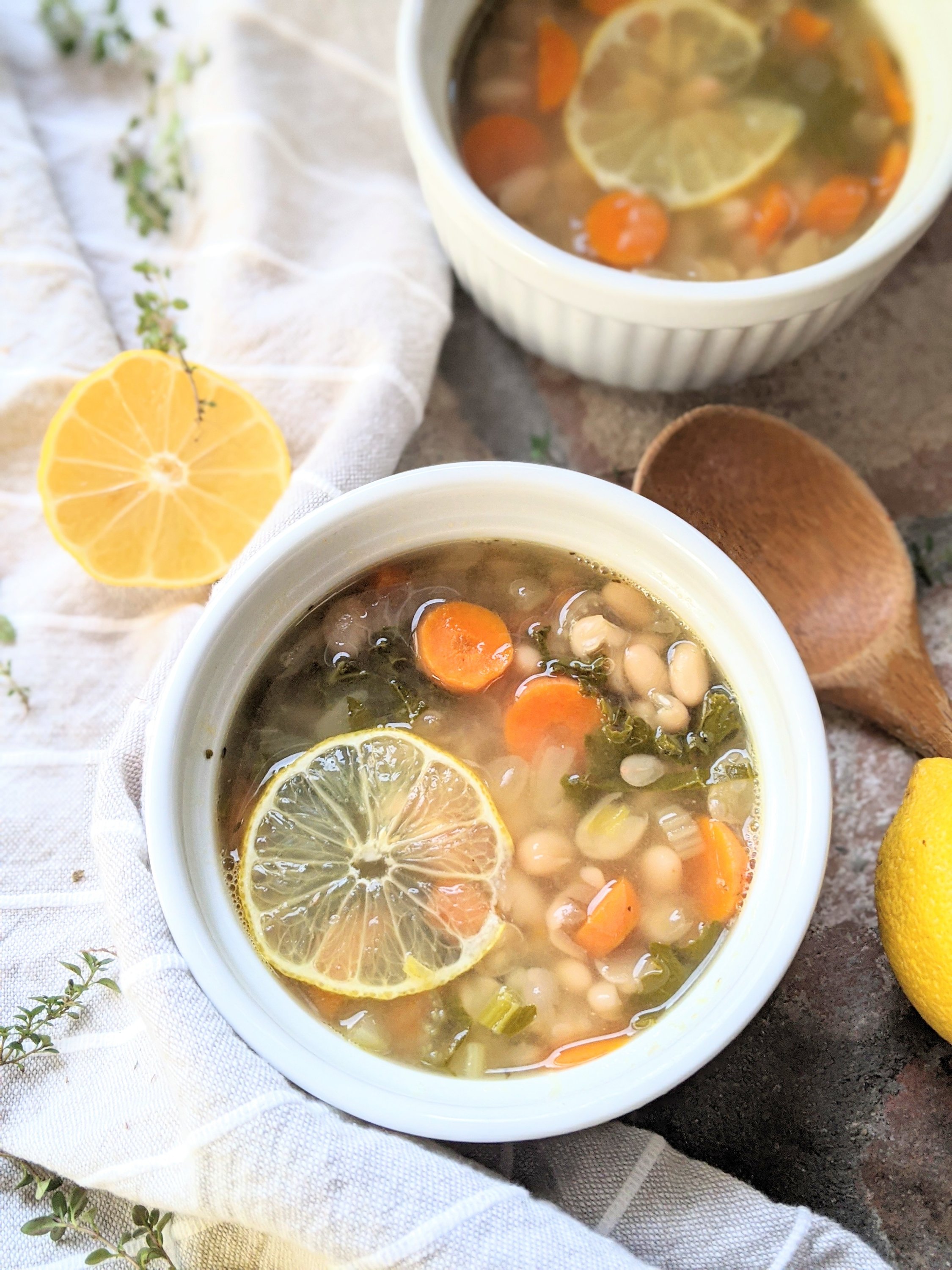 healthy vegan white bean soup recipe with lemon juice lemony bean soup bright fresh spring soup with fresh squeezed lemon bean soups cannellini beans navy beans white beans healthy lima beans recipe