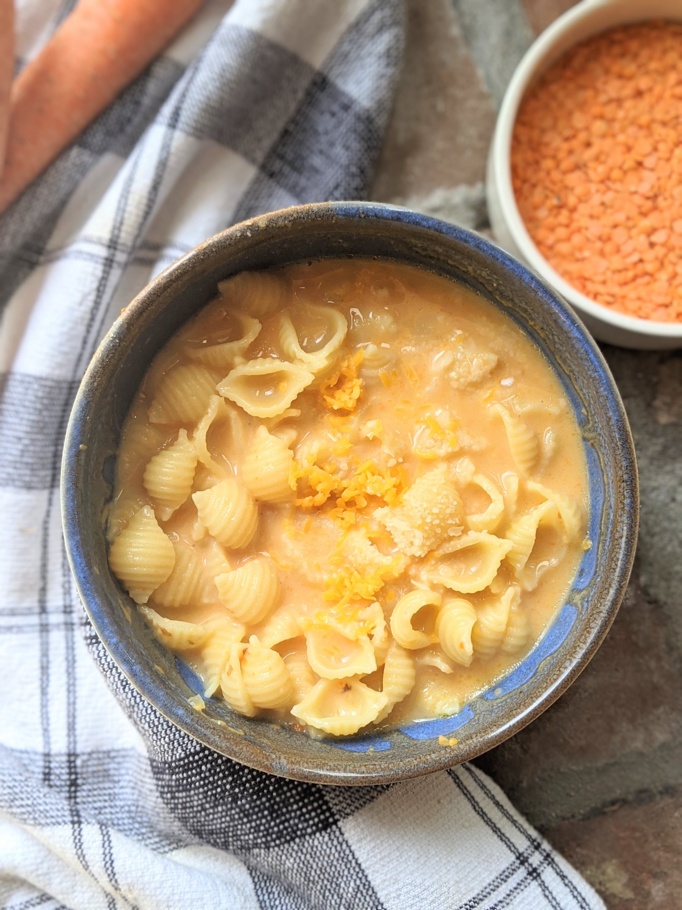 lentil and carrot mac and cheese recipe healthy vegan gluten free homemade soups everyone will love for fussy kids and families mac and cheese soup recipe