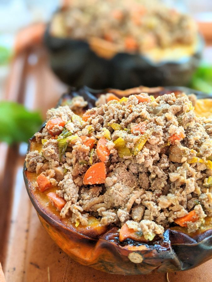 Stuffed Acorn Squash with Ground Turkey (Keto, Gluten Free, Dairy Free)