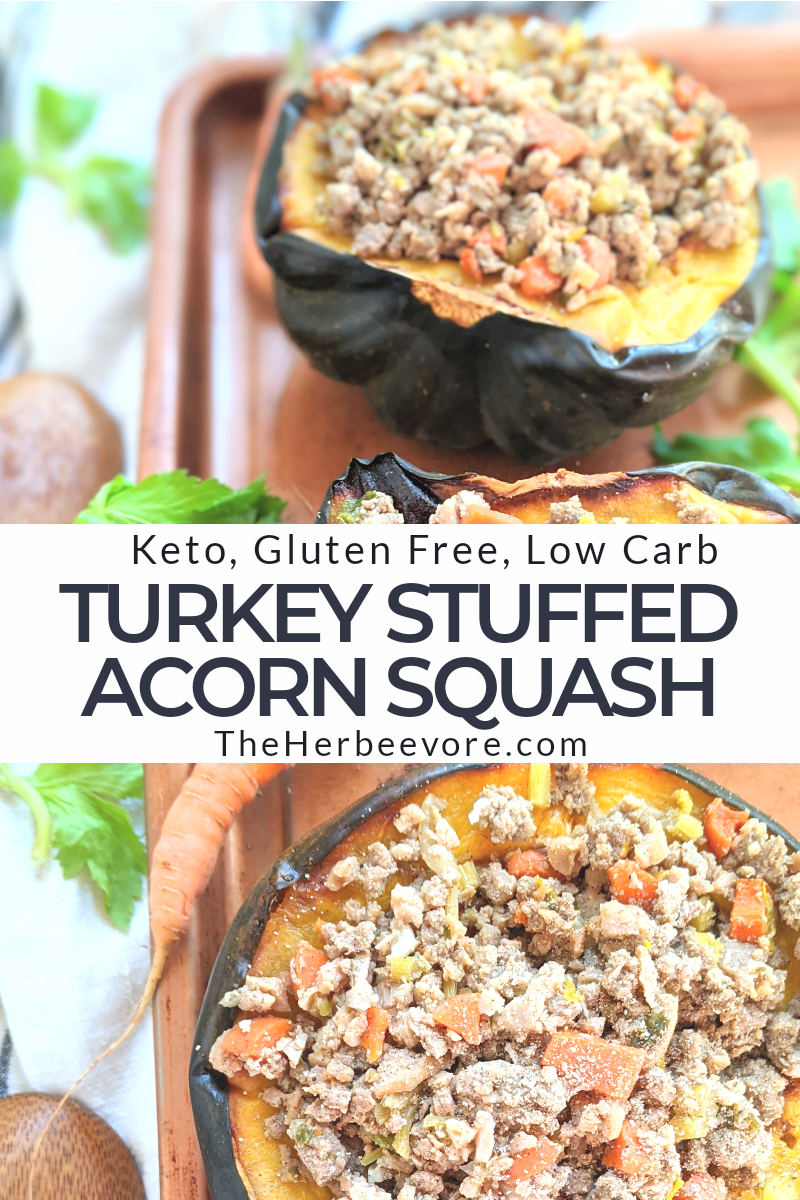 stuffed acorn squash recipe with turkey keto high protein low carb, gluten free