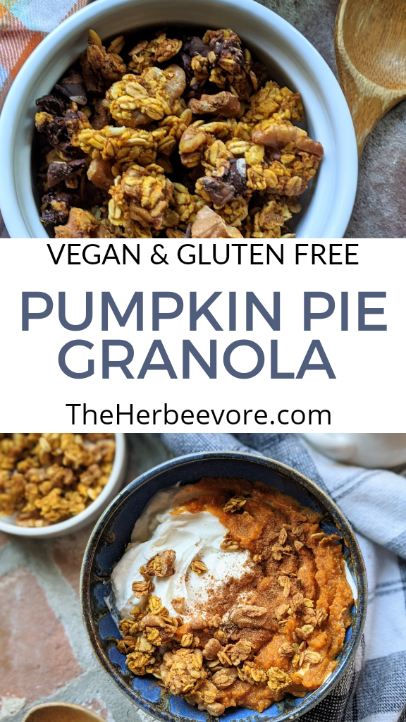 pumpkin pie spice granola recipe healthy easy vegan breakfast ideas for the fall and winter and autumn