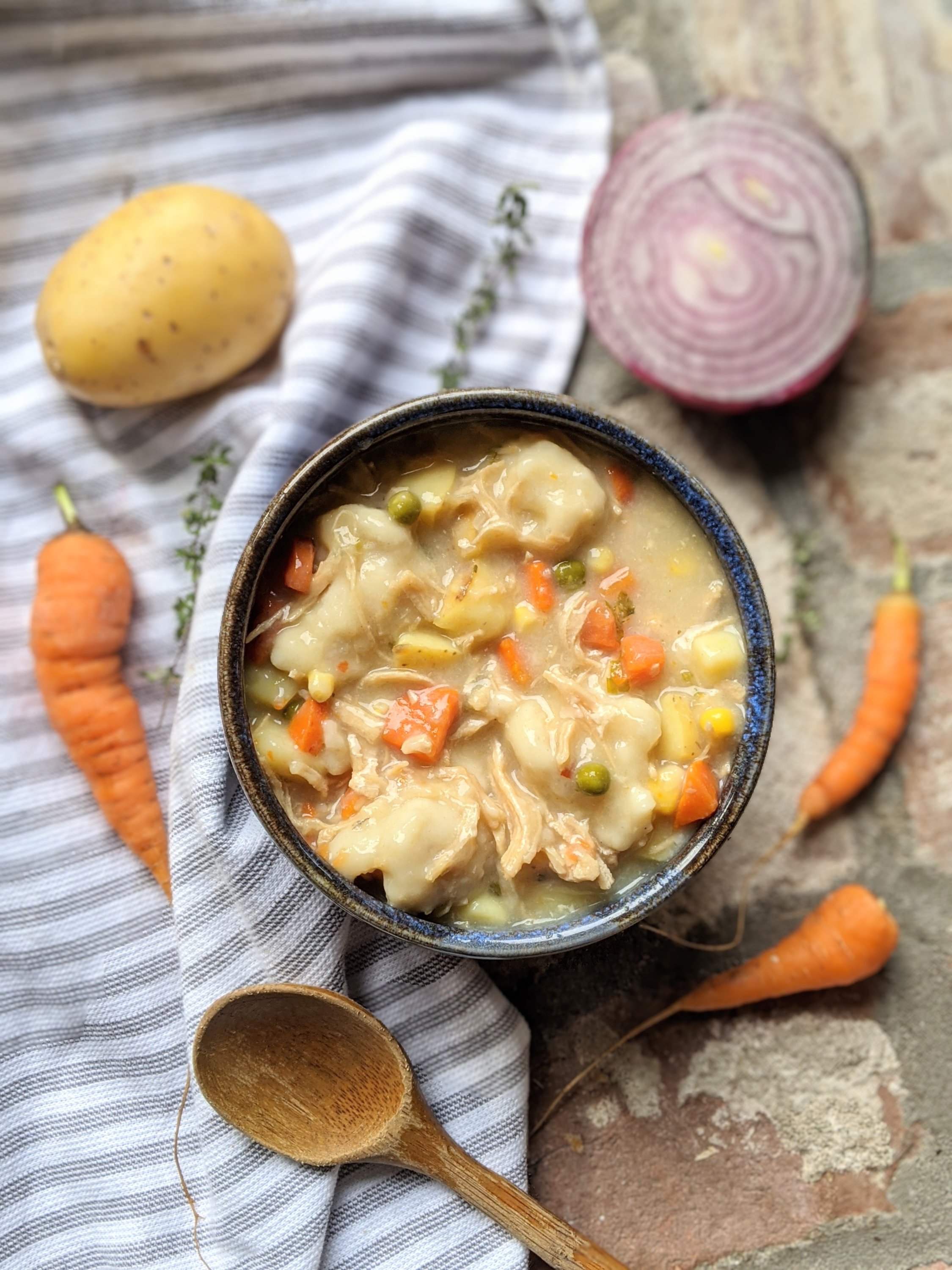 easy chicken and dumplings soup recipe dairy free gluten free option healthy homemade make ahead meals for company family will love