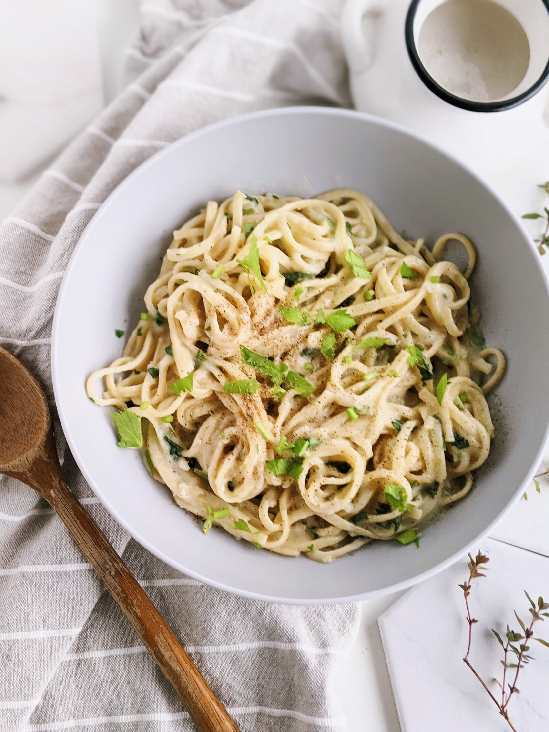 oat milk alfredo recipe vegan creamy gluten free healthy homemade pasta recipe 20 minutes easy weeknight dinners oat milk