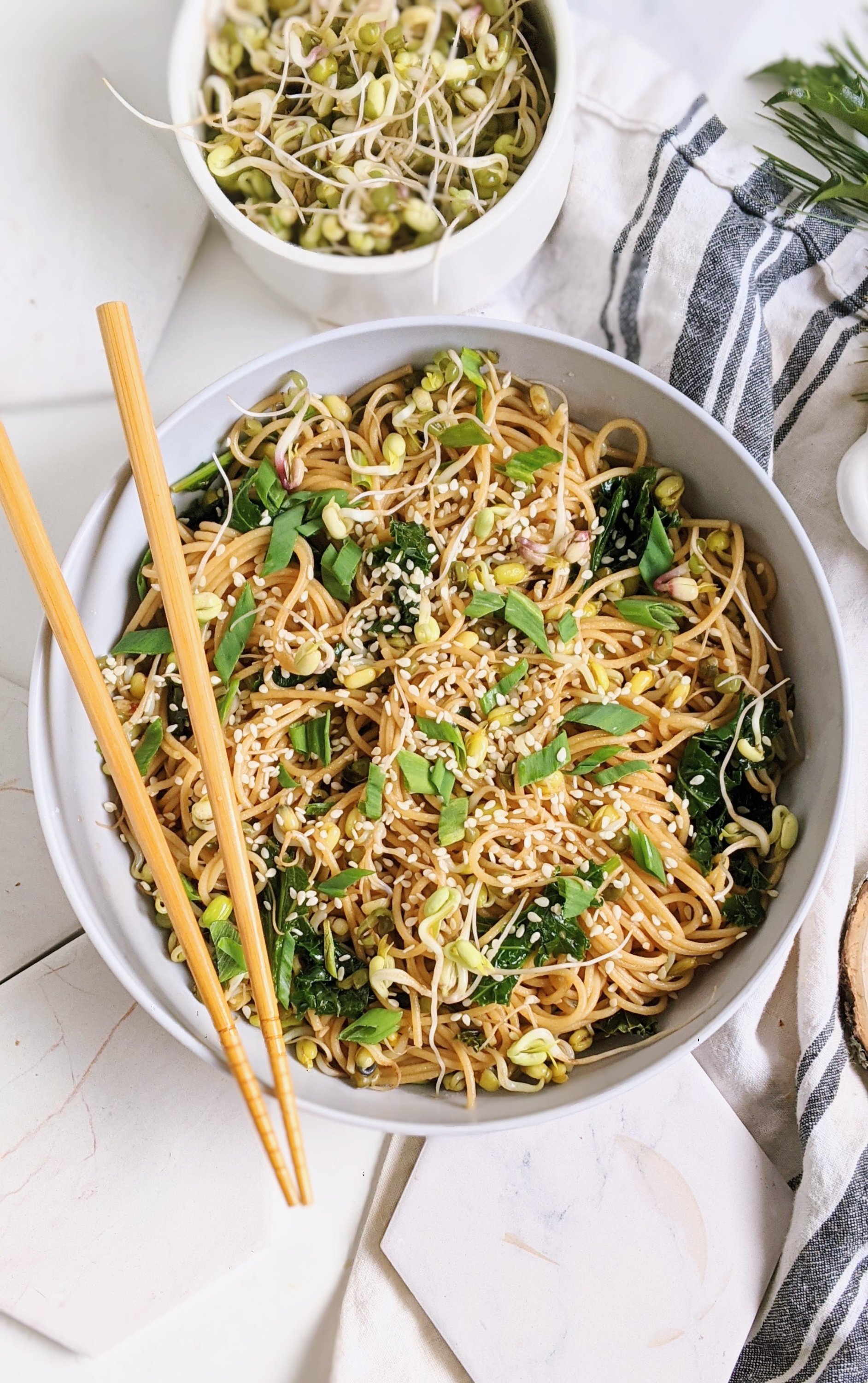 healthy easy vegan garlic noodles with seasme seeds and oil chili oil sriracha noodles easy lunches at home pasta for lunch recipes