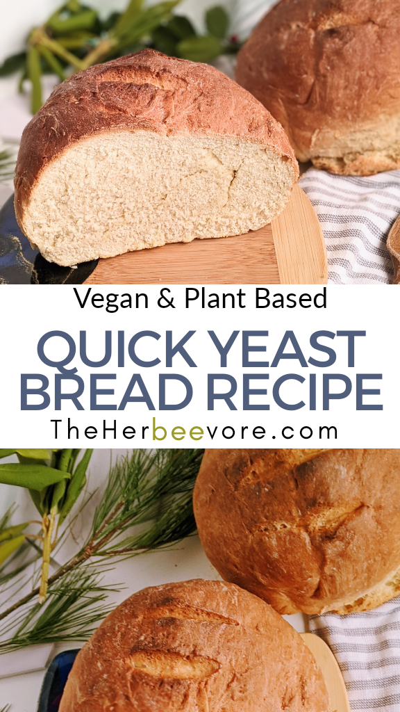 how to bake bread with yeast no dutch oven simple easy loaf recipe boule sandwich bread slices healthy vegan plant based dairy free no eggs egg free