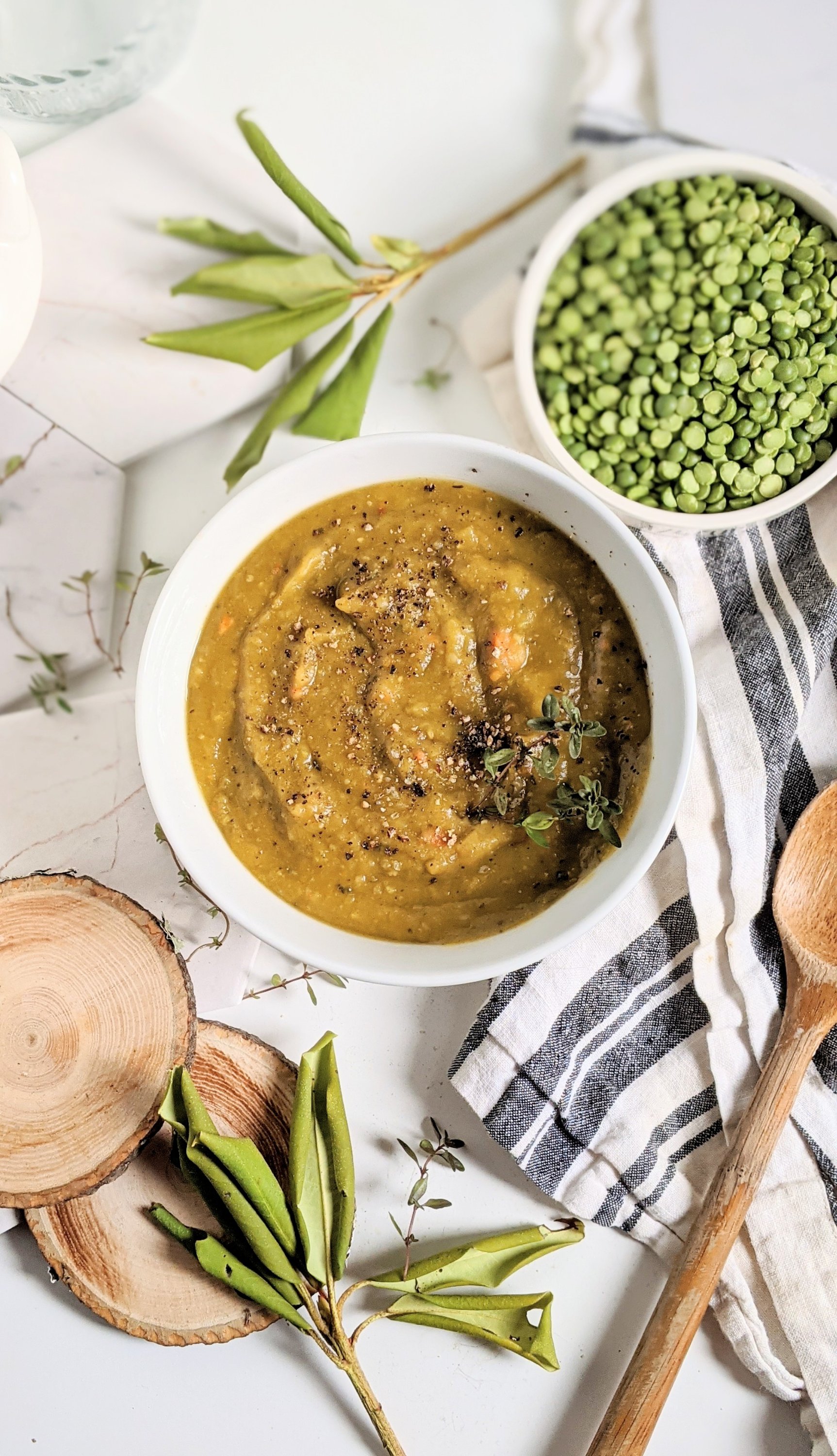 creamy vegan split pea vegetable soup recipe healthy whole30 approved paleo gluten free vegetarian veganuary gluten free no dairy no eggs