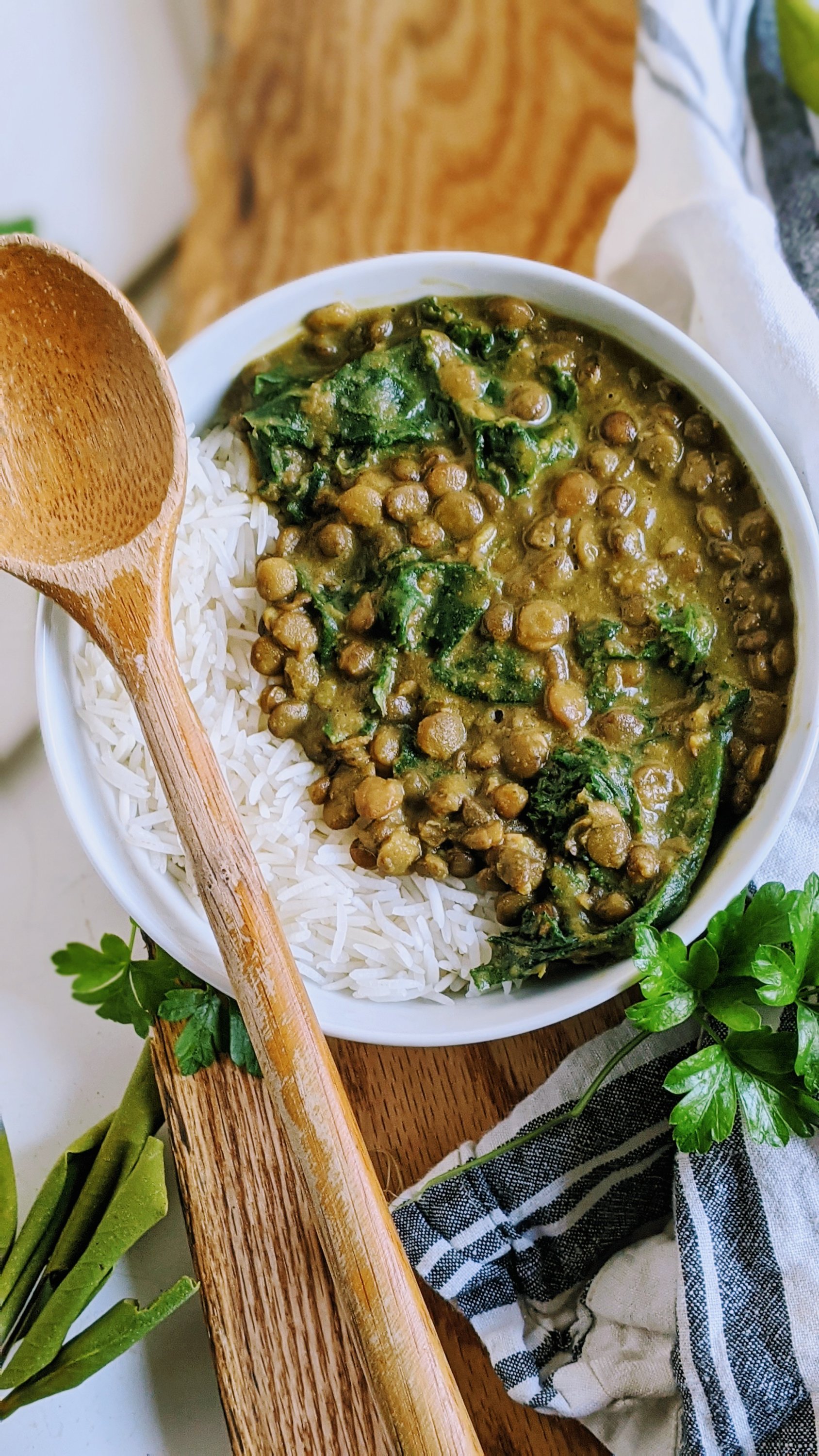 Green lentil top curry coconut milk