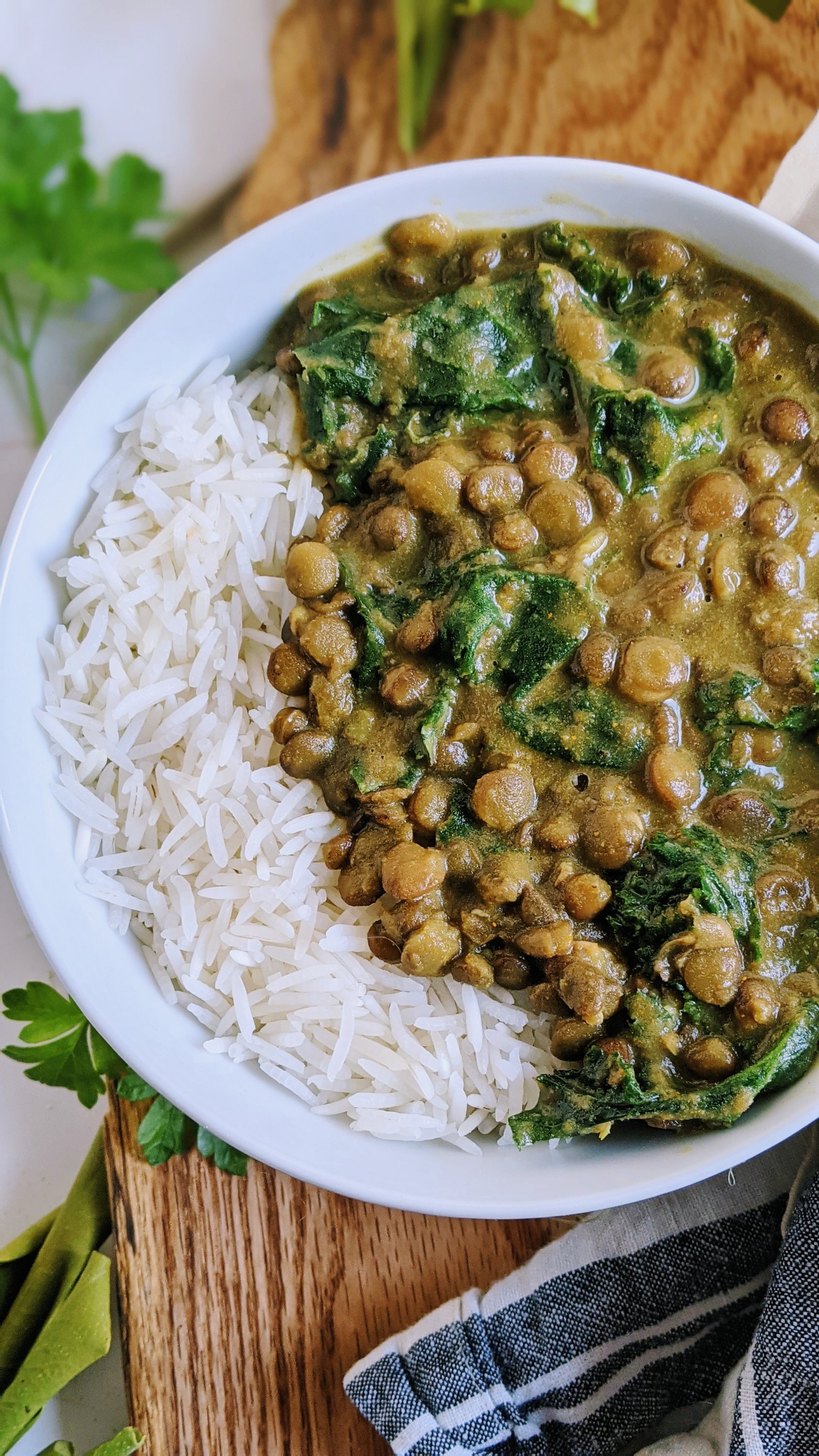curried lentils recipe vegan gluten free healthy high protein lentil curry coconut milk recipes non dairy free curries with lentils and kale or spinach saag or kale