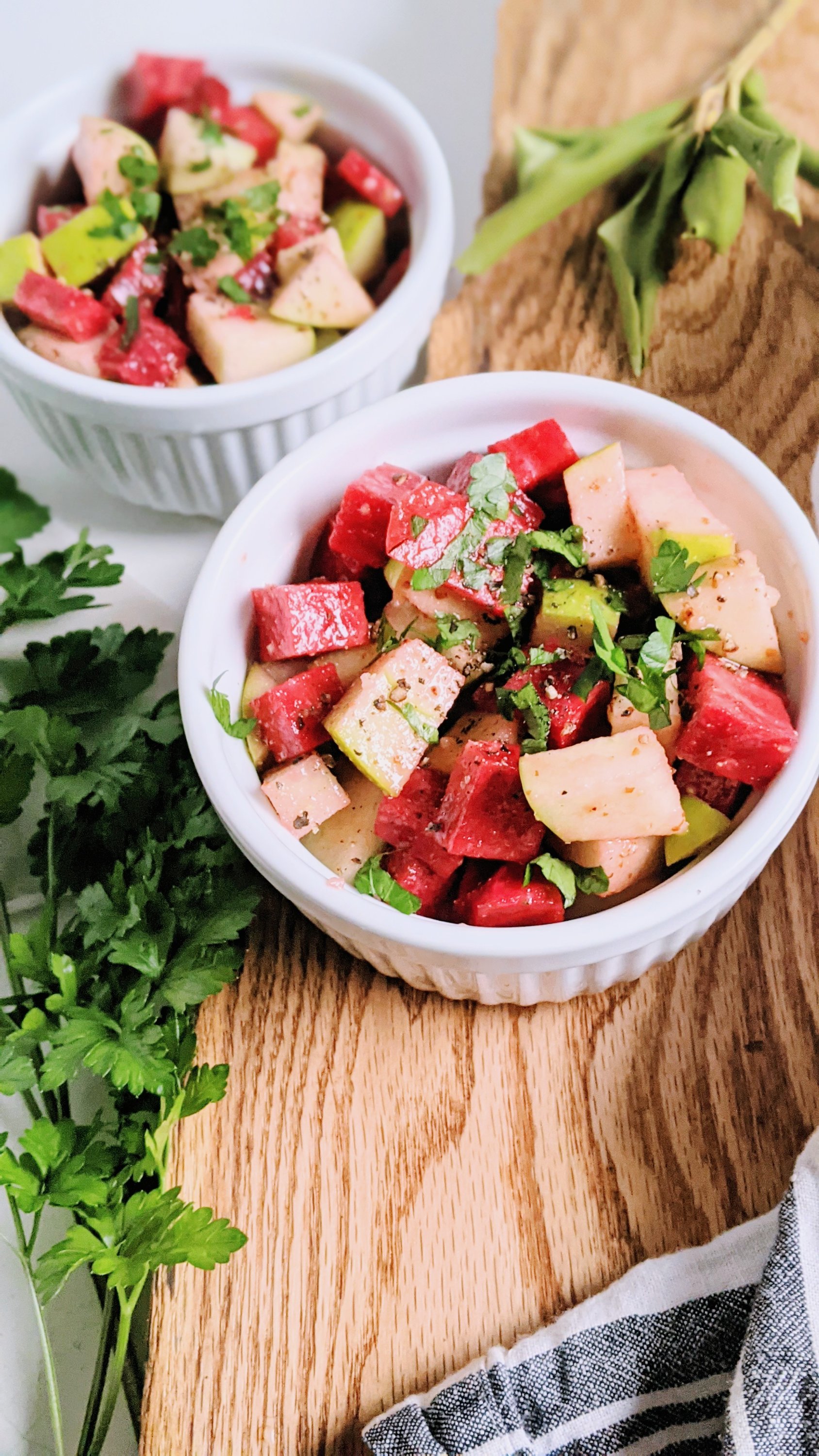 make ahead winter salad recipe with beets and apples and a healthy fresh apple cider vinegar acv dressing easy homemade fresh parsley and raw garlic healthy