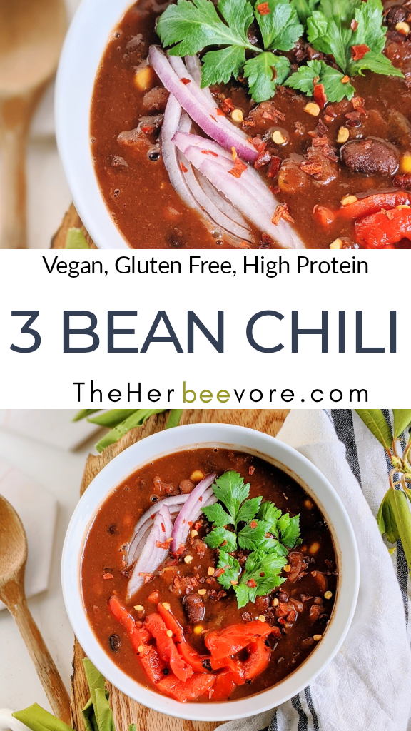 vegan three bean chili recipe slow cooker instant pot pressure cooker gluten free stove top canned beans chili dried beans