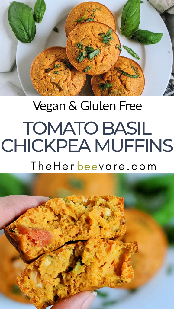 tomato basil chickpea muffins recipe chickpea flour healthy vegan gluten free vegetarian meatless veganuary healthy plant based protein breakfasts brunch ideas make ahead