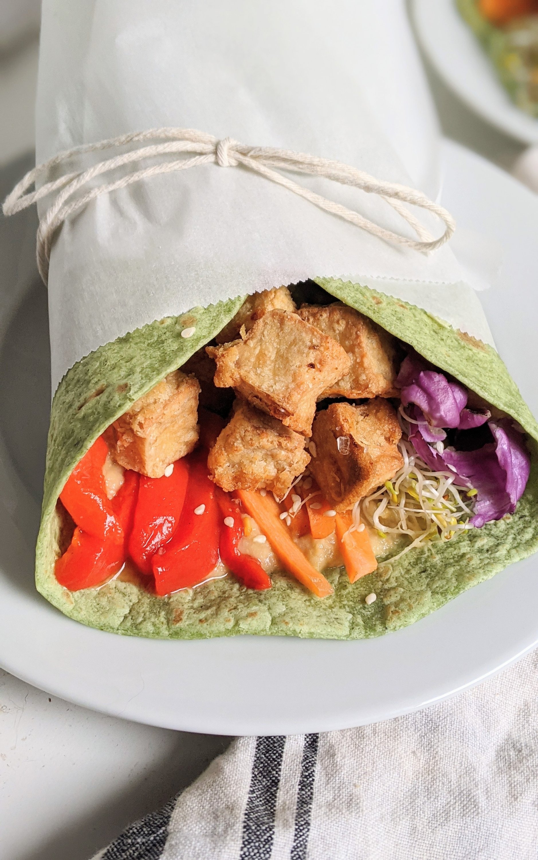 vegan tahini tofu recipe nut free sandwiches healthy vegetarian meatless high protein dinners lunches sandwich wrap healthy slrouts red cabbage roasted red pepper sandwich healthy veganuary