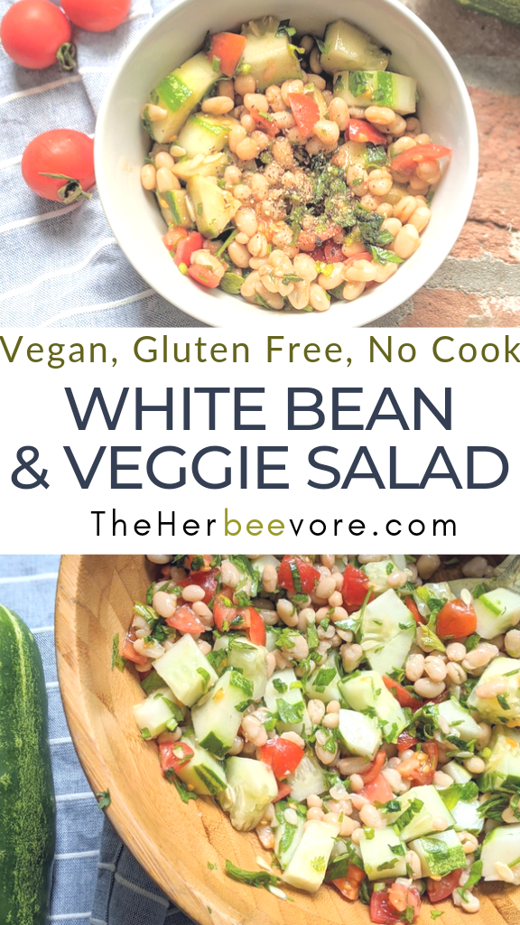 white bean & veggie salad recipe vegan gluten free plant based vegetarian sunner side salads for pot lucks bbq parties luaus