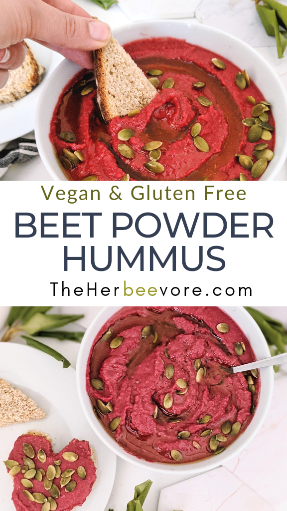 beet powder hummus made with beetroot powder vegan gluten free high protein healthy snack ideas dips with beets vegan valentines day recipes vegetarian