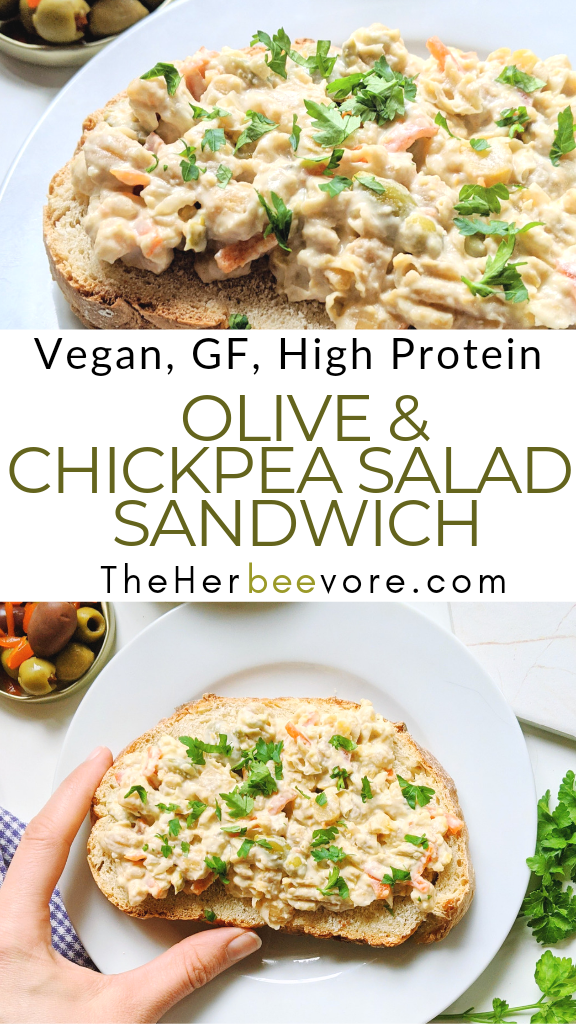 vegan chickpea olive salad magazine reacipe gluten free vegetarian healthy no cook lunches high protein plant based olives and garbanzo bean salad sandwiches