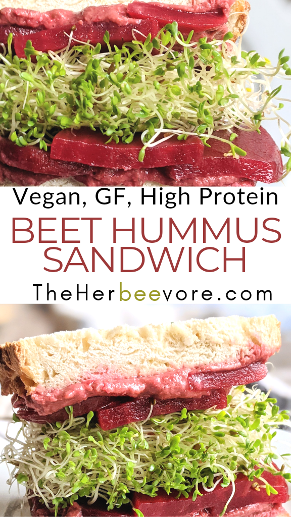 beet hummus sandwich recipe vegan gluten free vegetarian meatless beet sandwiches plant based healthy beet root sandwich lunch no cook