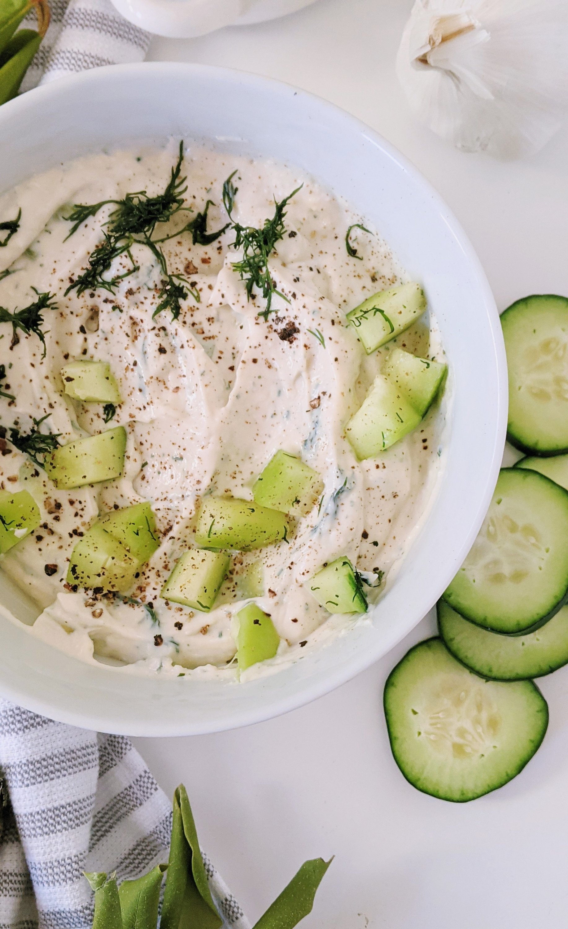 tofu tzatziki sauce vegan gluten free dairy free cucumber dill garlic yogurt sauce plant based middle eastern sauce recipes 5 minute blender tzatziki with garlic