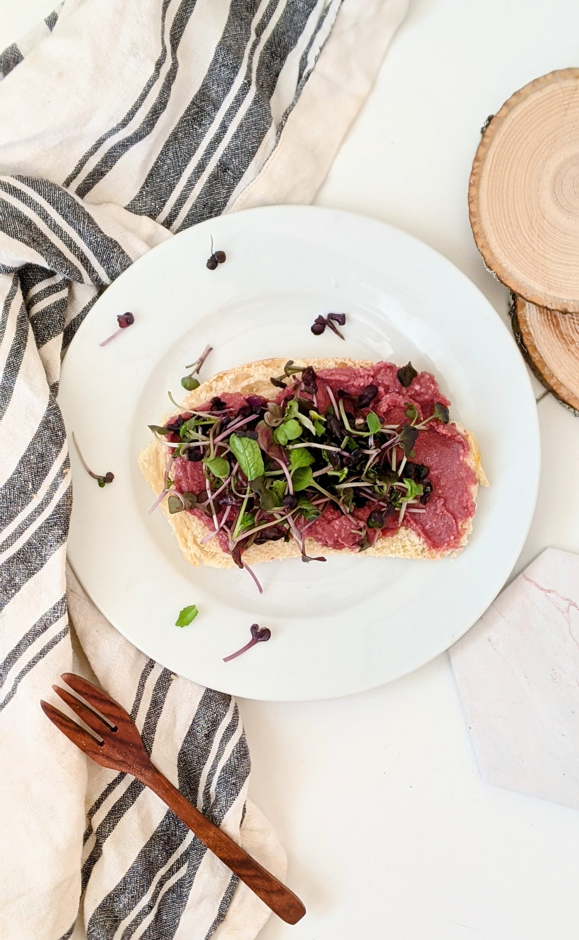 beetroot tartine recipe with hummus french and mediterranean food recipes tartine with microgreens healthy bright and fresh lunch recipes