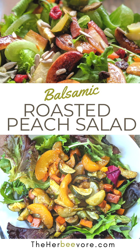 balsamic peach summer salad recipe vegan vegetarian gluten free roasted salads for summer spring salads sheet pan salad recipes