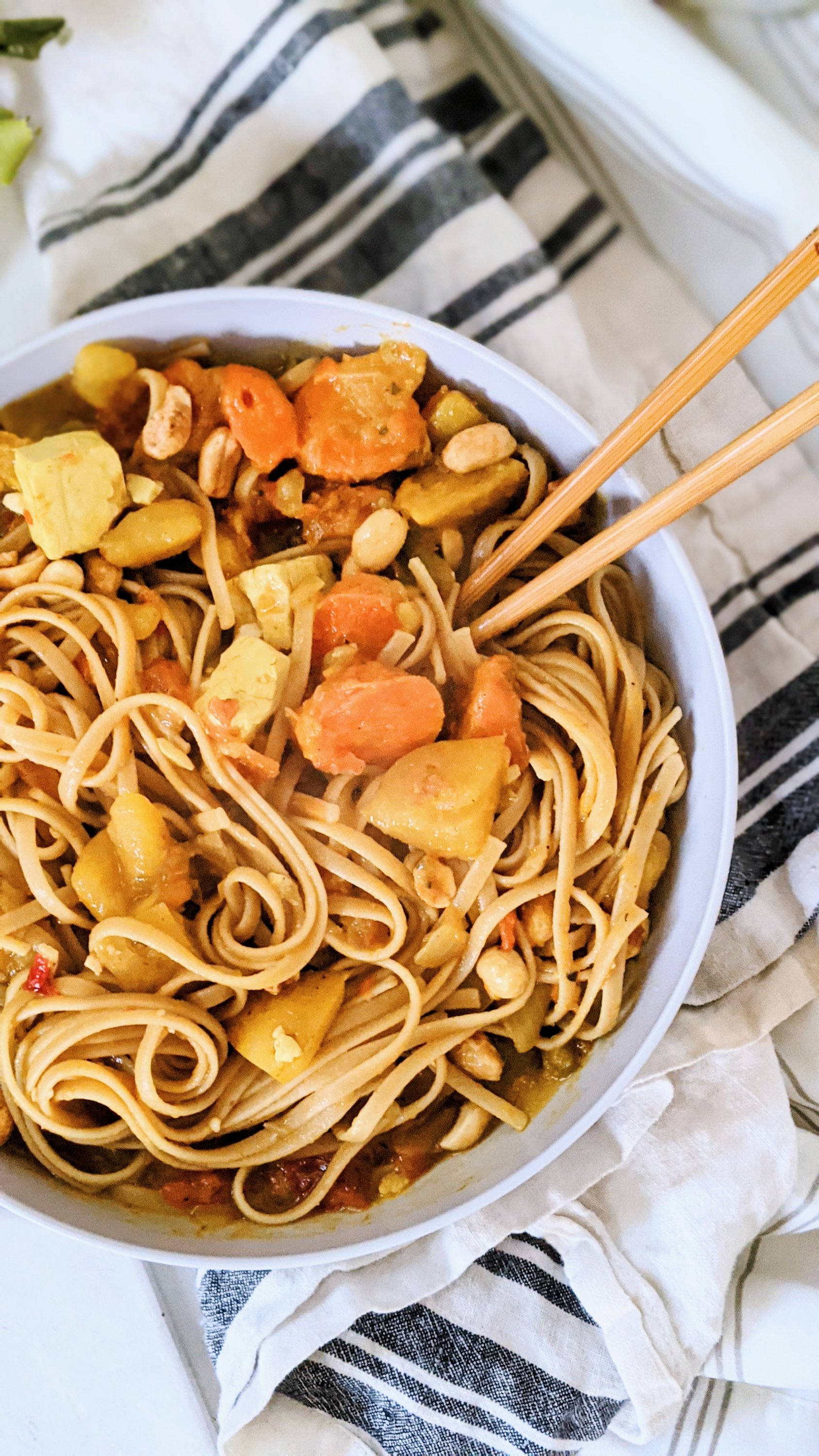 peanut curry pasta recipe peanut butter curry noodles with vegetable curry with peanut sauce vegan gluten free meatless thai noodle bowl recipe veggies