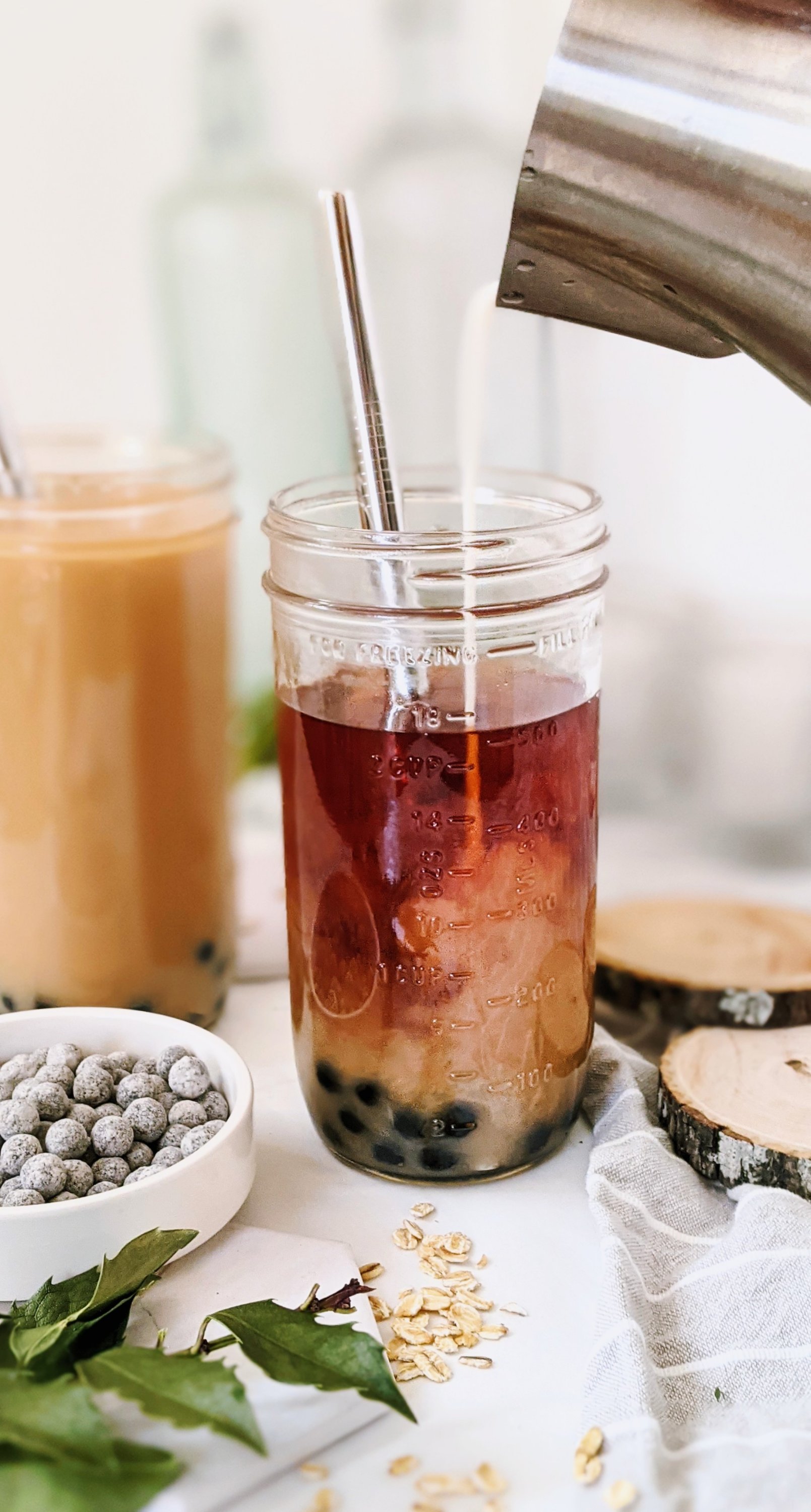 Vegan Matcha Bubble Tea (Iced or Hot!)