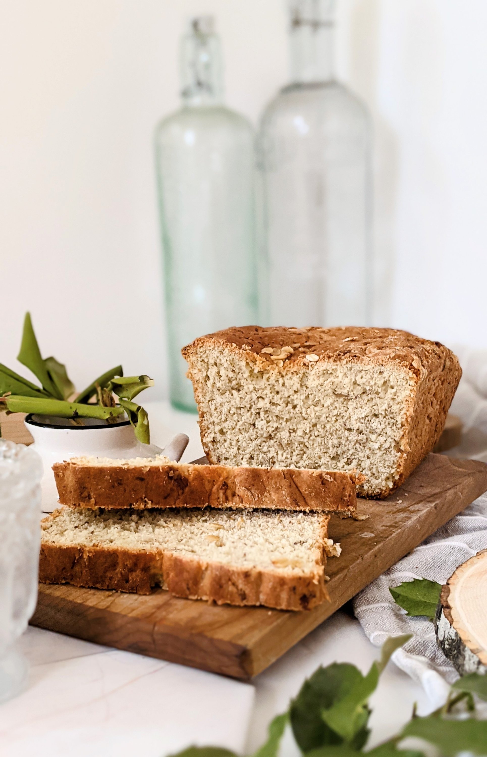 vegan oatmeal bread recipe healthy eggless bread with oats and flaxseed meal loaf of bread homemade easy flax oat sandwich bread