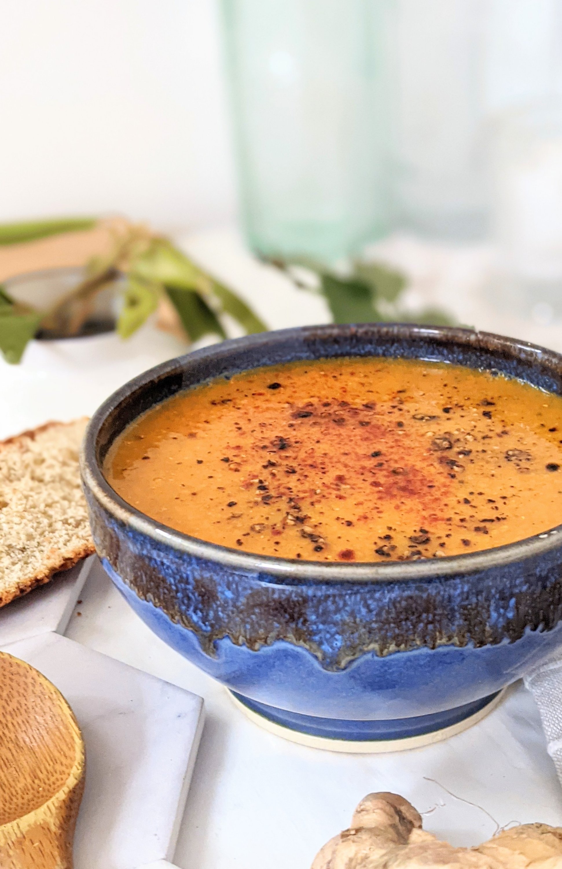 oil free red lentil soup recipe ginger lentil soup vegan gluten free high protein low fat soup recipes soups for weight loss healthy homemade oil free soups