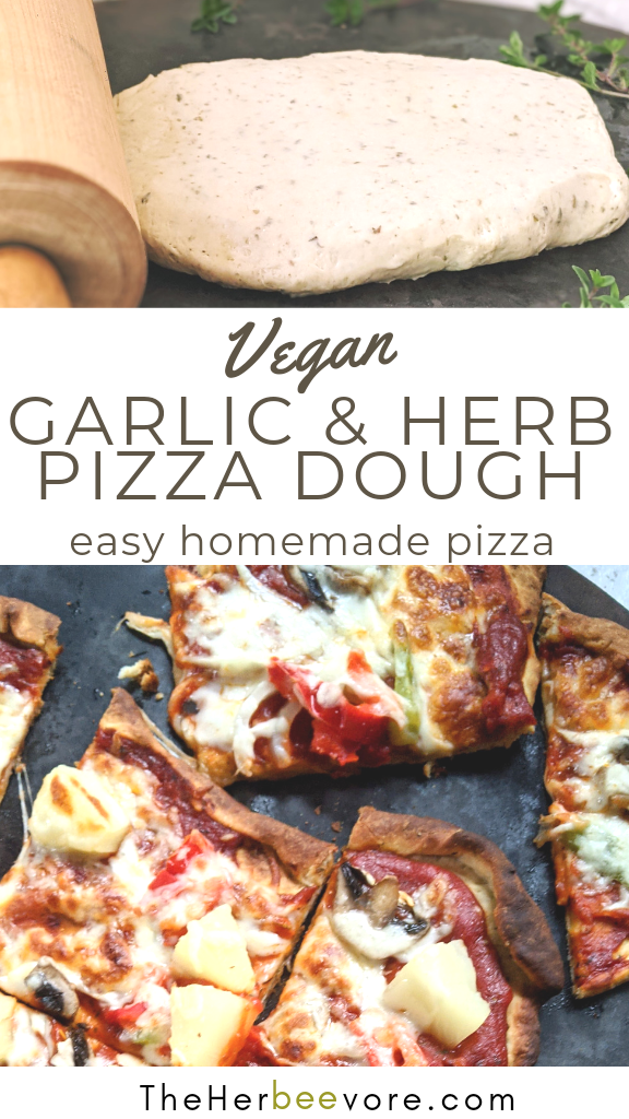 garlic herb pizza dough recipe healthy plant based pizza crust with garlic and olive oil italian seasoning rosemary oregano and basil pizza dough dairy free egg free