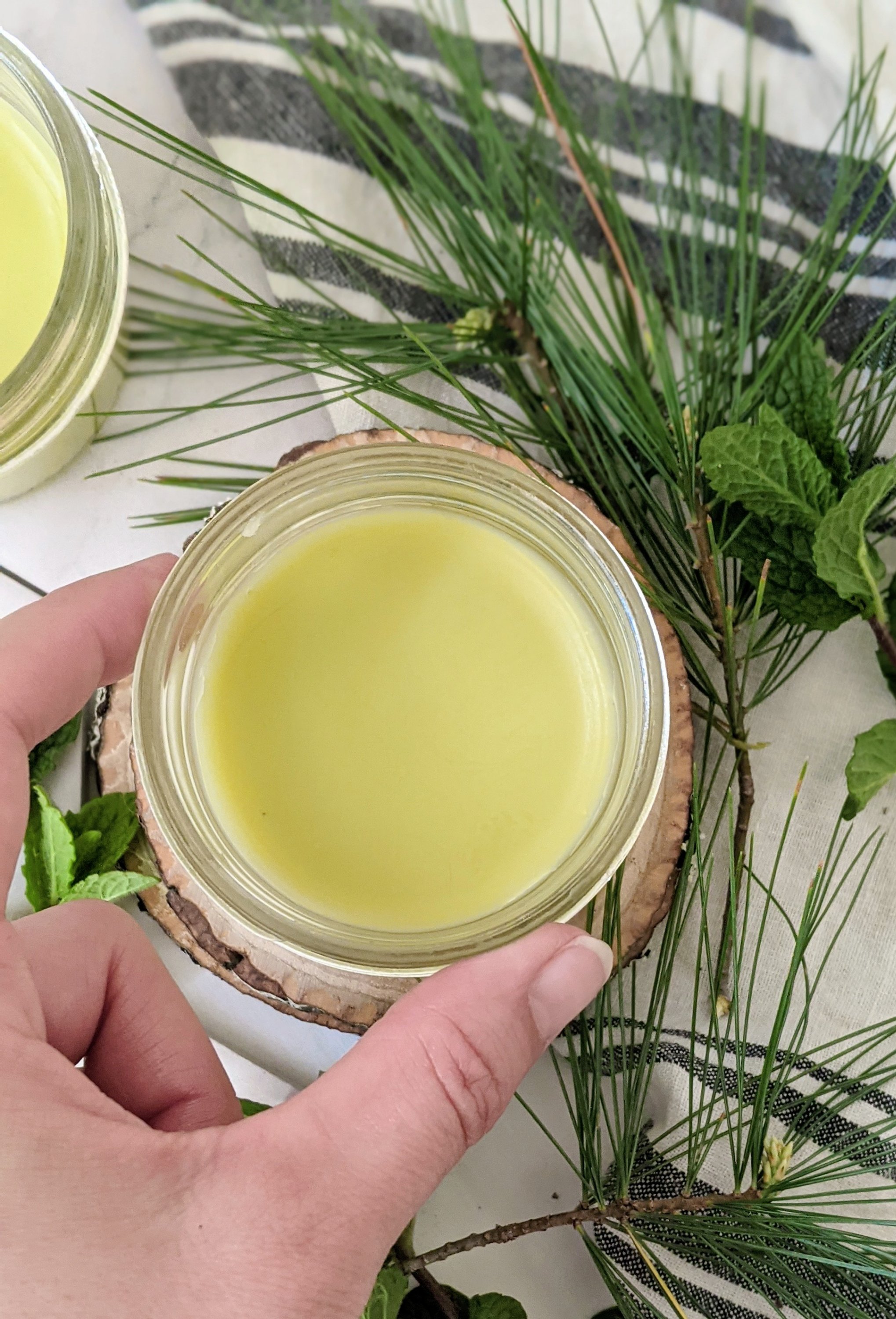 essential oil balm for headaches aromatherapy for head aches peppermint oil and pine oil diy infused oil with natural ingredients for headache balm recipe