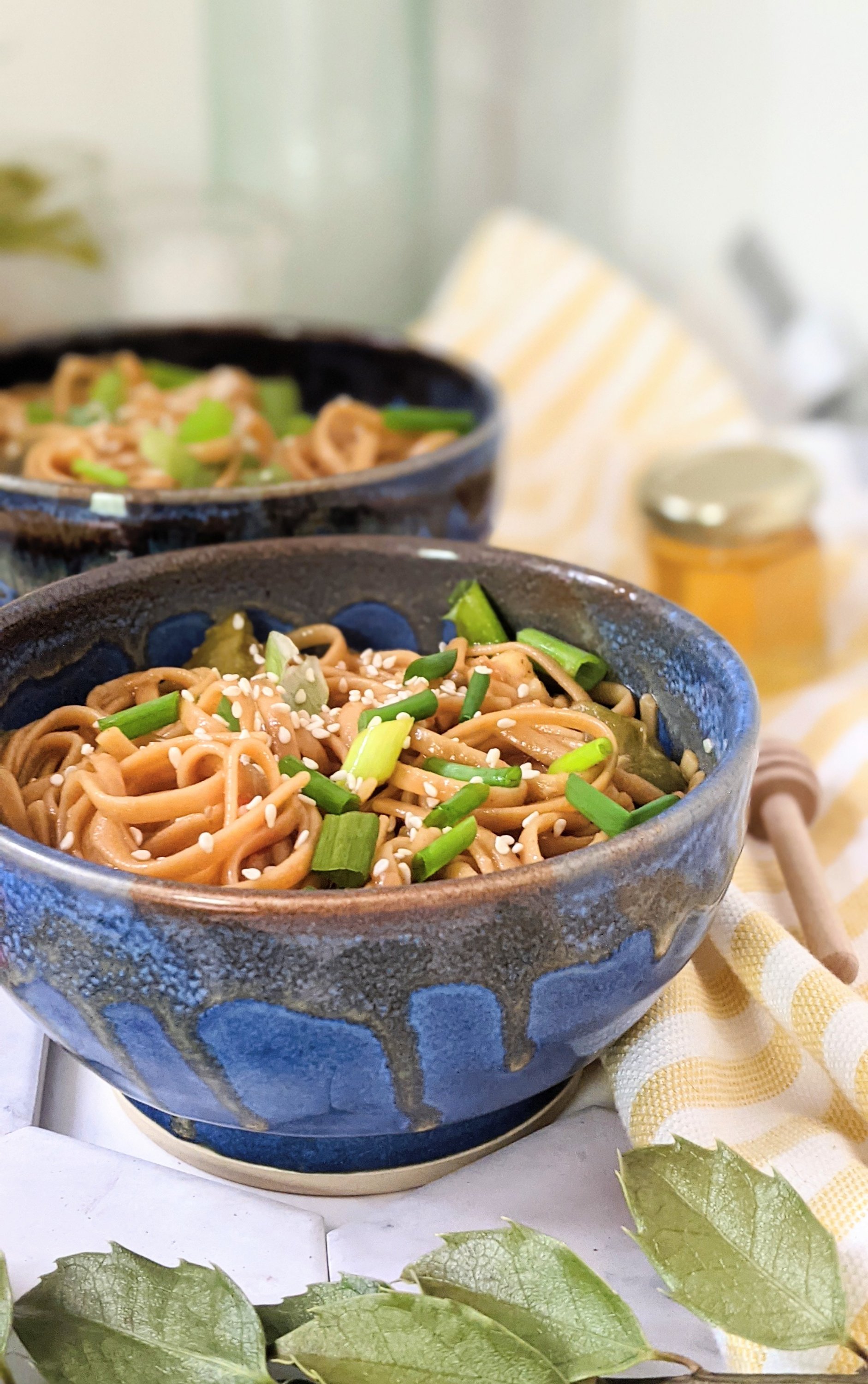 pressure cooker honey garlic noodles with tamari vegetarian gluten free noodle recipe with sesame seeds green onion sriracha spicy honey noodles instant pot