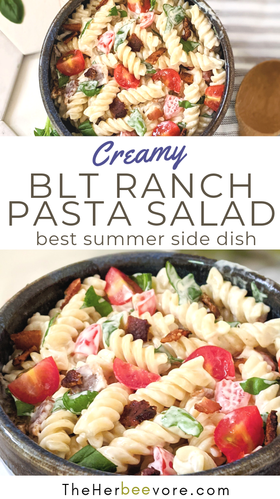 creamy blt pasta salad with ranch dressing summer side salad recipes crowd pleaser side dishes for parties potlucks and BBQs the best crack pasta salad recipes