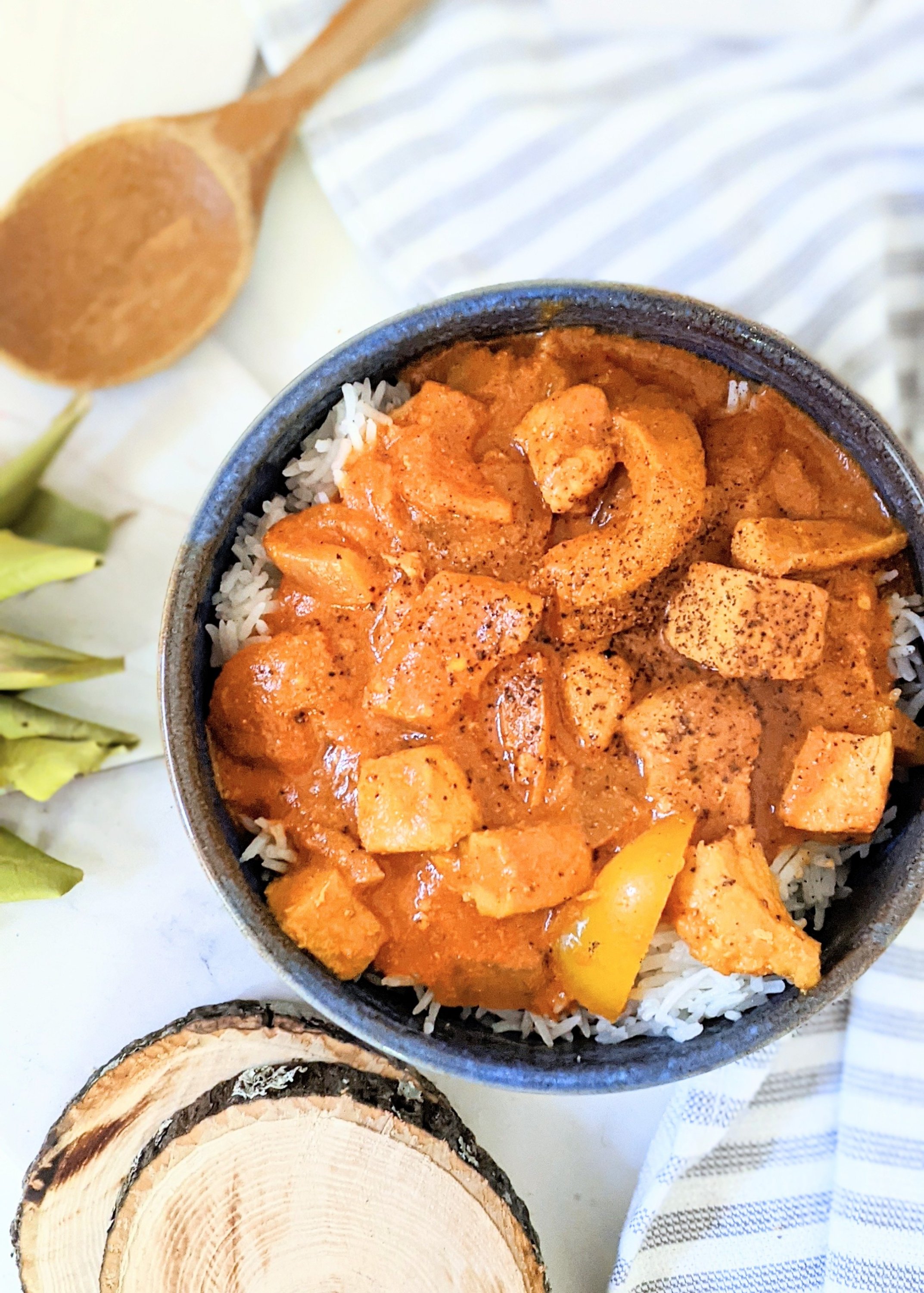 high protein butter chicken recipe gluten free non dairy chicken makhani recipe with coconut milk butter chicken without yogurt without dairy indian food with garlic naan and basmati rice