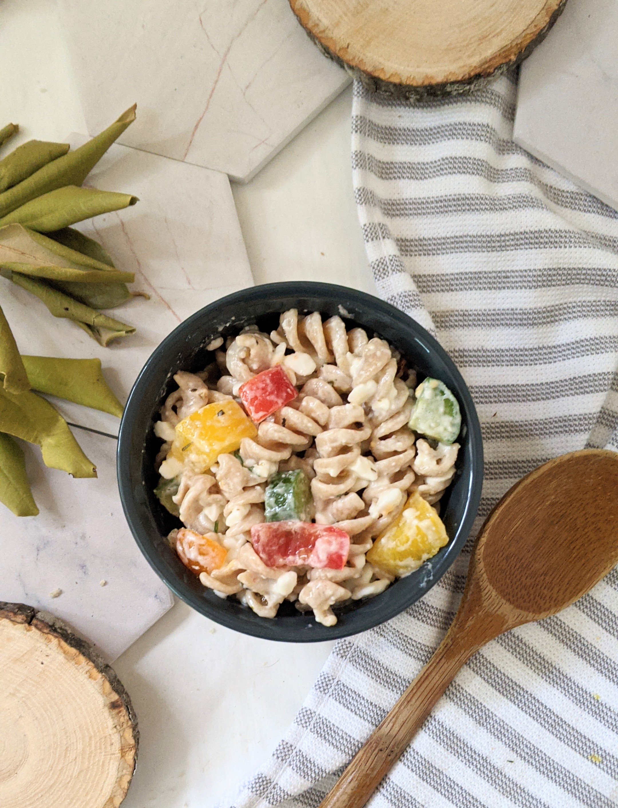 vegetarian creamy pasta salad without mayo recipe gluten free pasta salads for summer side dishes no mayo with high protein pasta and cottage cheese recipes
