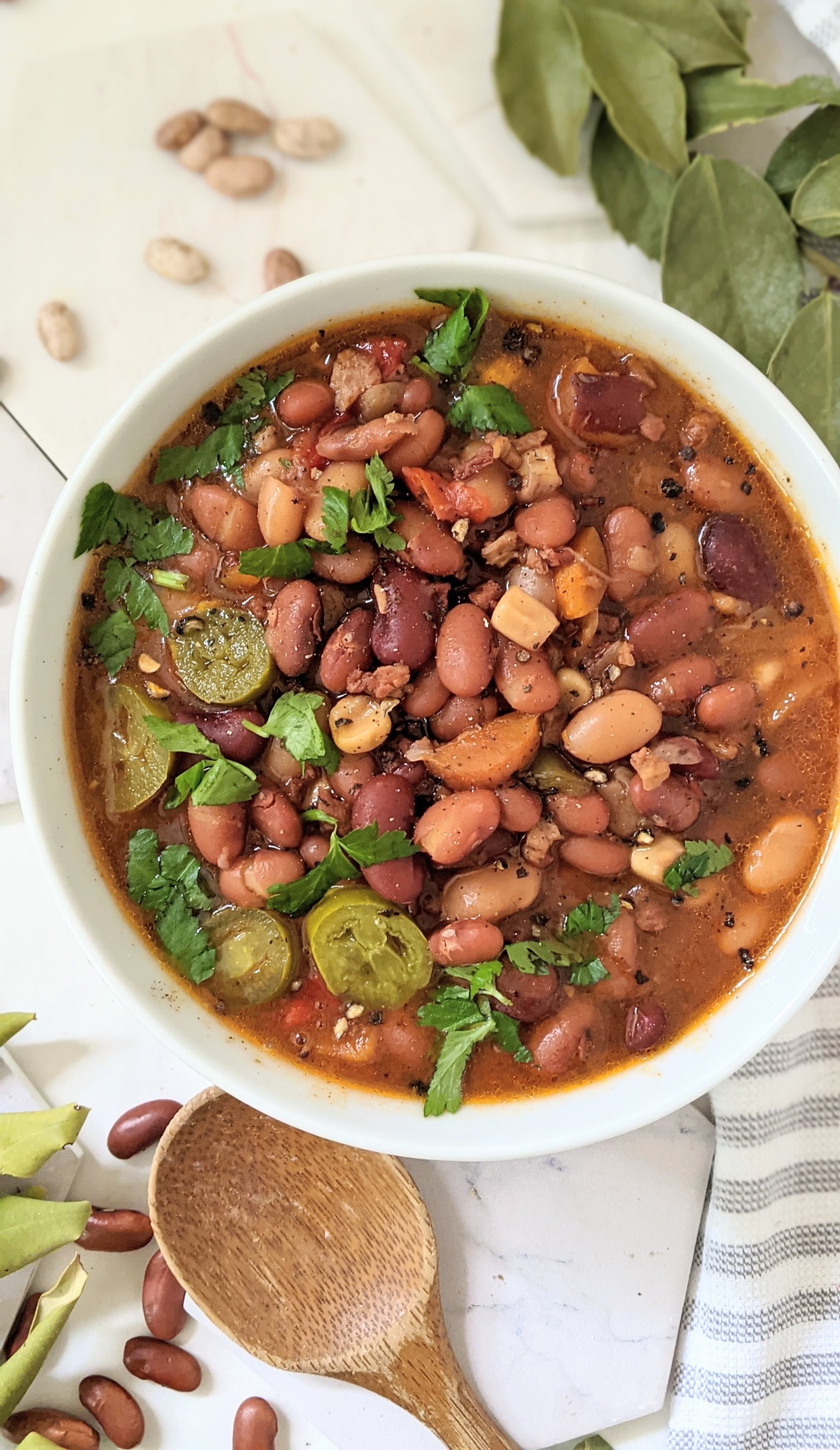 vegetarian cowboy bean stew recipes with beans for lunch or dinner smoky pinto bean stew with kidney beans and white beans meatless cowboy recipes for barbecue bean soup plant based