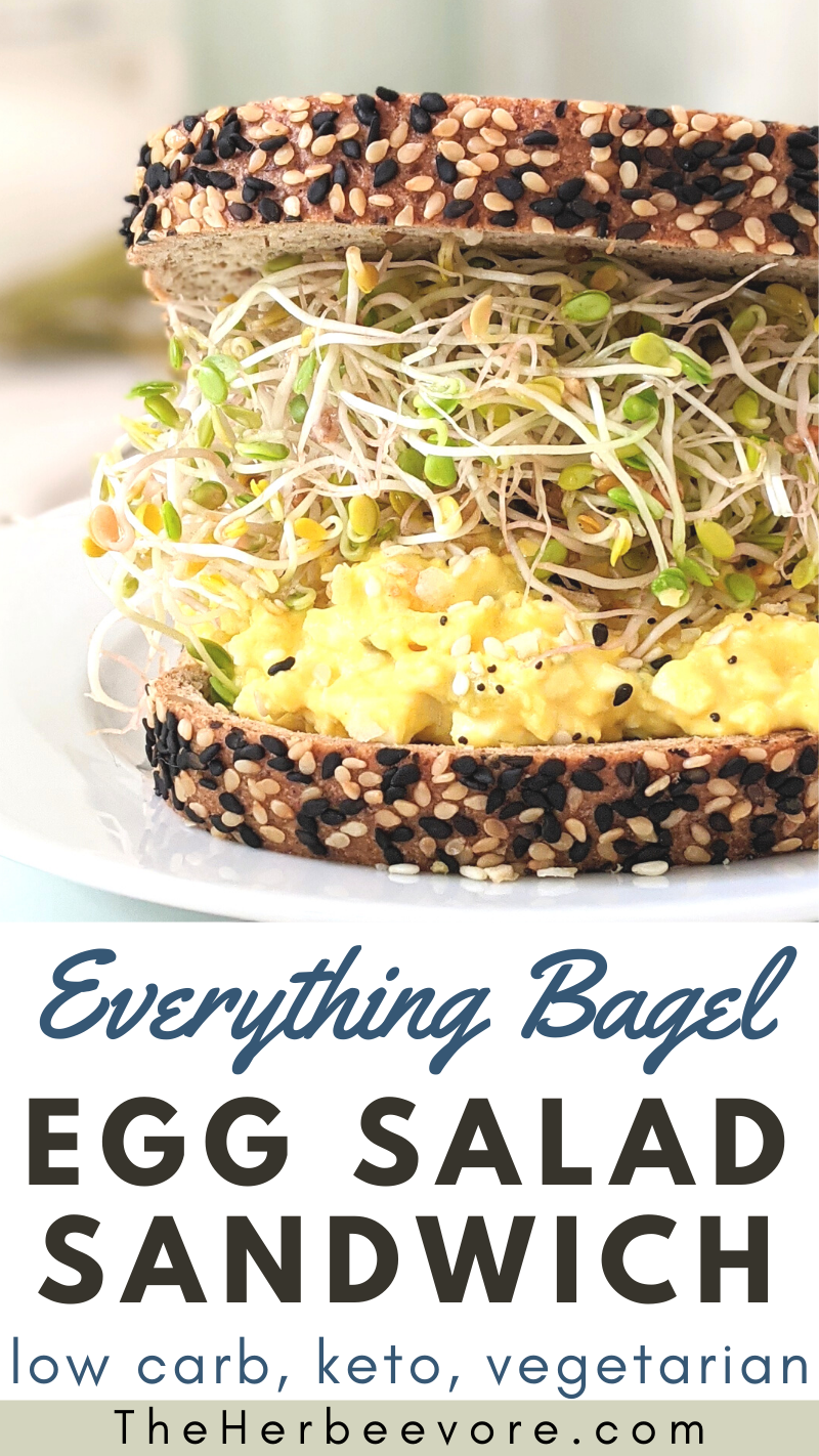 vegetarian keto egg salad sandwich recipe with everything bagel egg salad on low carb bread with alfalfa sprouts low carb diet lunch recipes with eggs