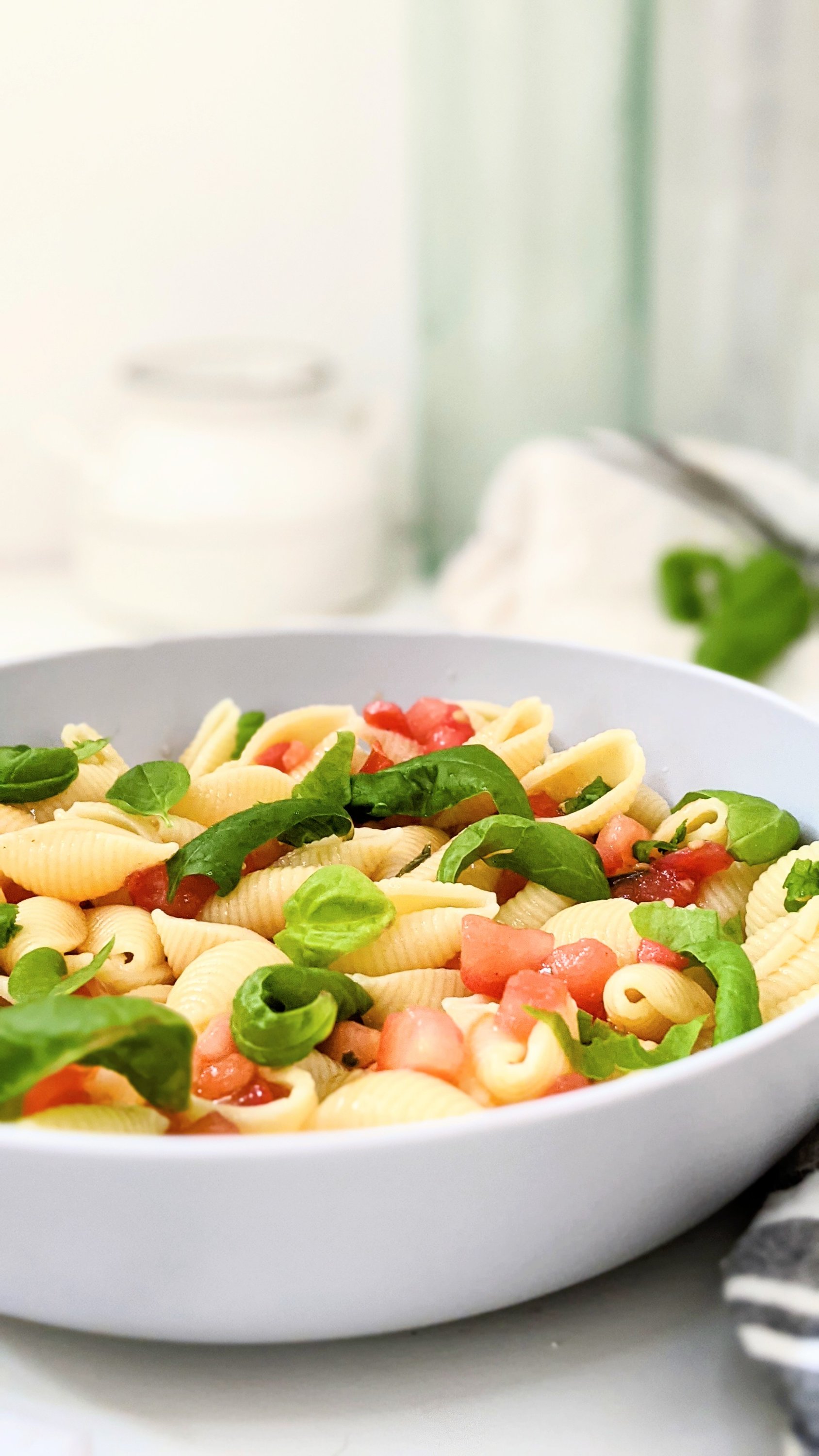 plant based bruschetta pasta salad with garden tomatoes pasta salad with fresh tomato pasta salad healthy summer tomato recipes vegan gluten free