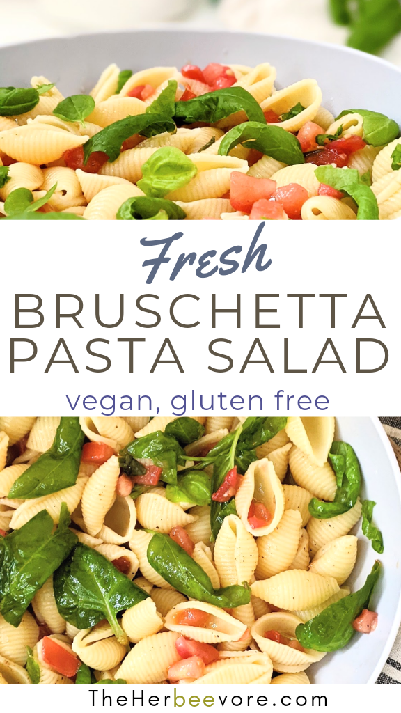 fresh tomato bruschetta pasta salad recipe vegan gluten free plant based bruschetta pasta salad with garlic basil c