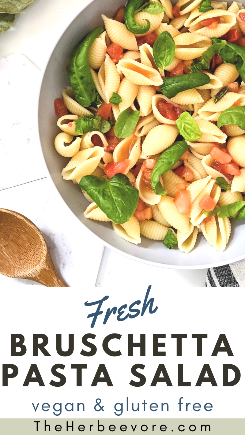 vegan bruschetta pasta salad with summer tomatoes recipes with garden tomatoes what to do with garden tomatoes recipes for tomato season pasta vegan gluten free recipes with cherry tomatoes