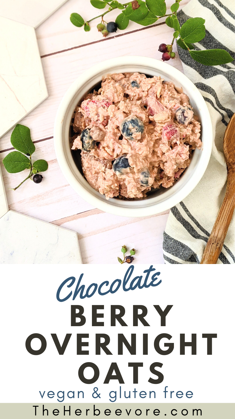 dairy free chocolate overnight oats healthy gluten free vegan chocolate berry oatmeal for breakfast no cook recipes without dairy oatmeal anytime in a mason jar overnight oatmeal