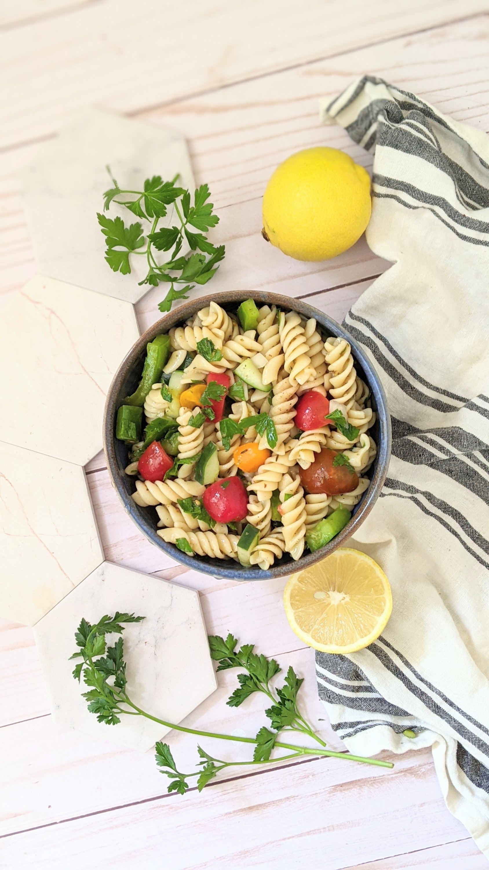 vegetarian lemon herb pasta salad recipe gluten free vegan pasta salads with tomatoes and a lemon herb vinaigrette recipe 30 minute pasta salad recipes for entertaining potlucks and bbq sides vegetarian healthy
